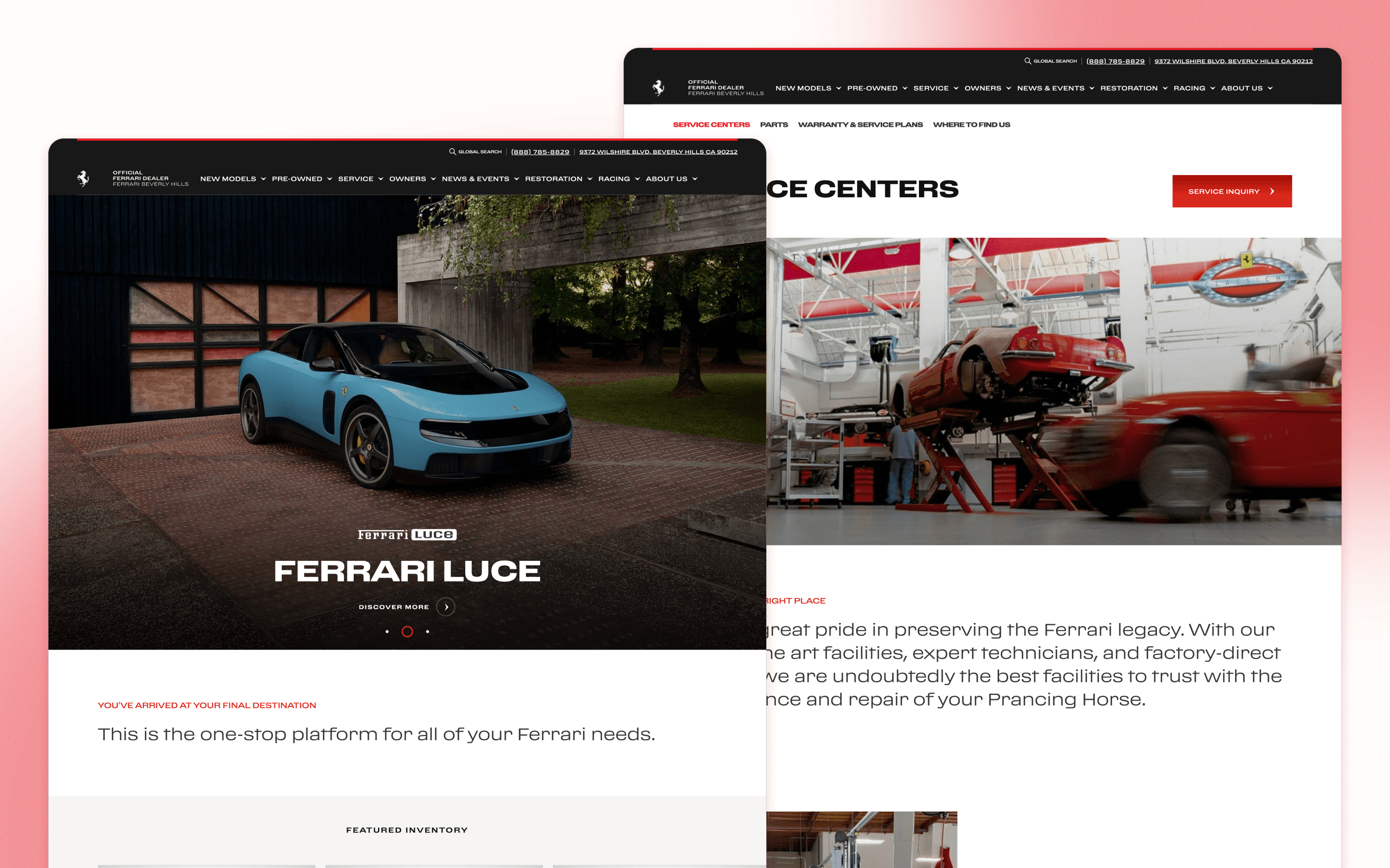 Ferrari Beverly Hills Automotive Current Website Design