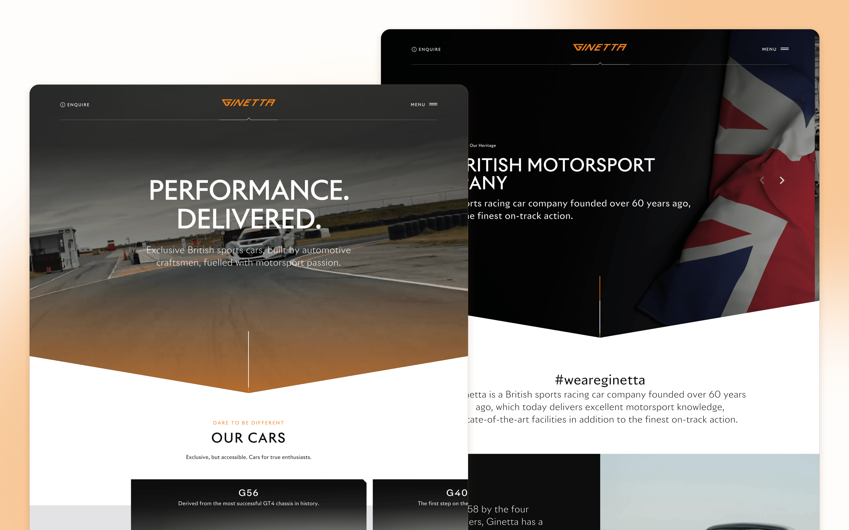 Ginetta Automotive Website Design by Orange Crush Digital