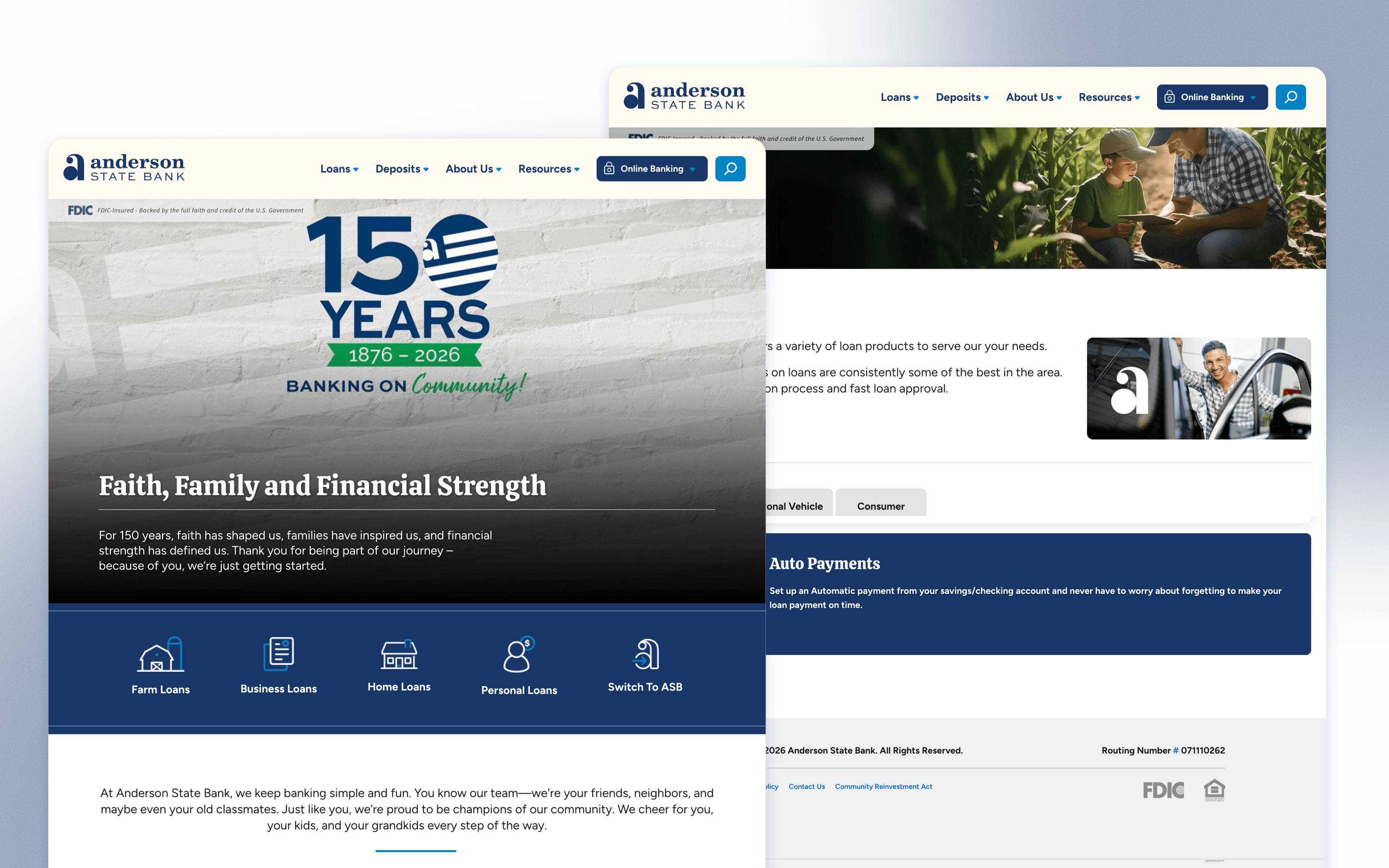 Anderson State Bank Banking Website Design by LRS Web Solutions