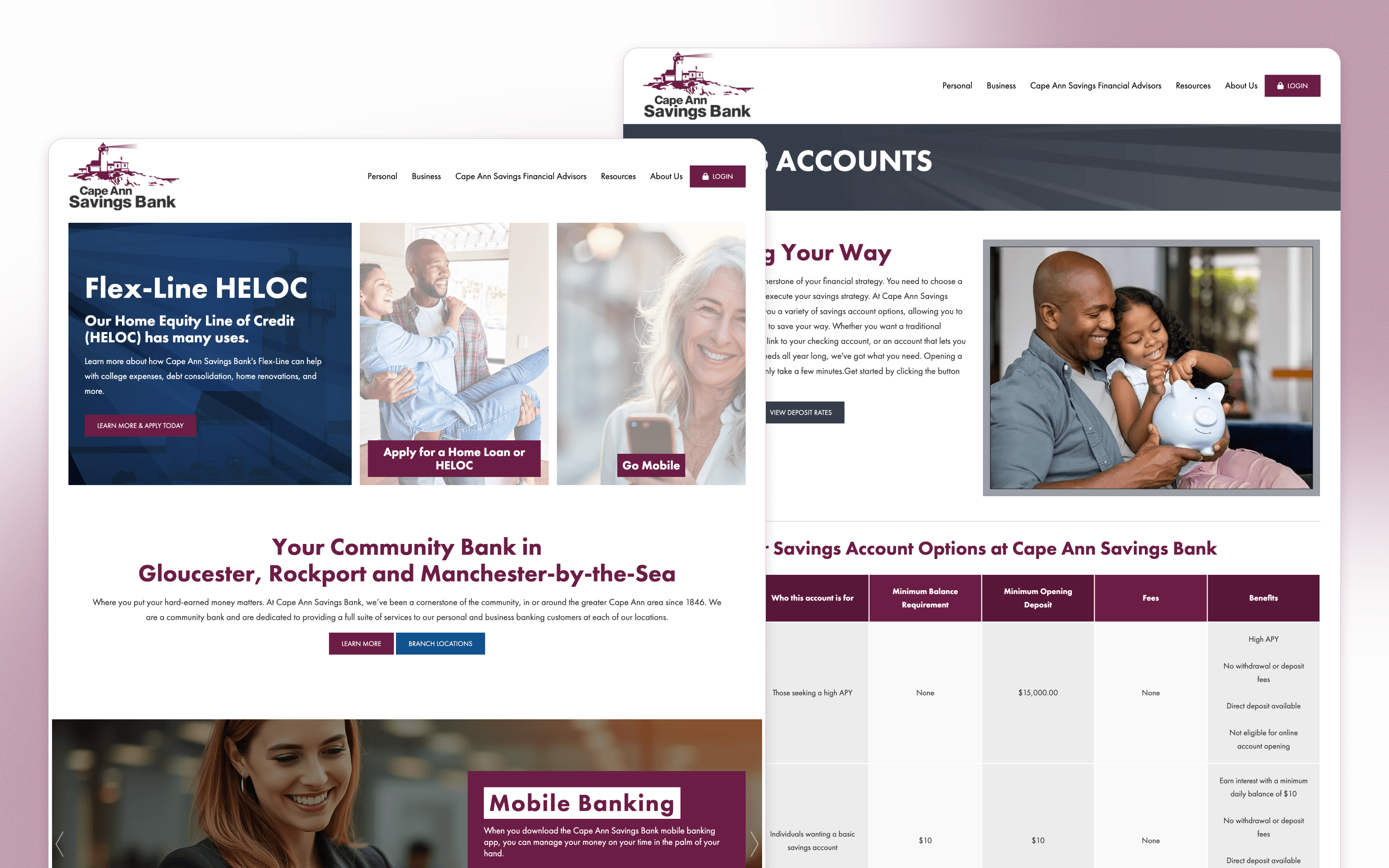Cape Ann Savings Bank Banking Website Design by forbinfi