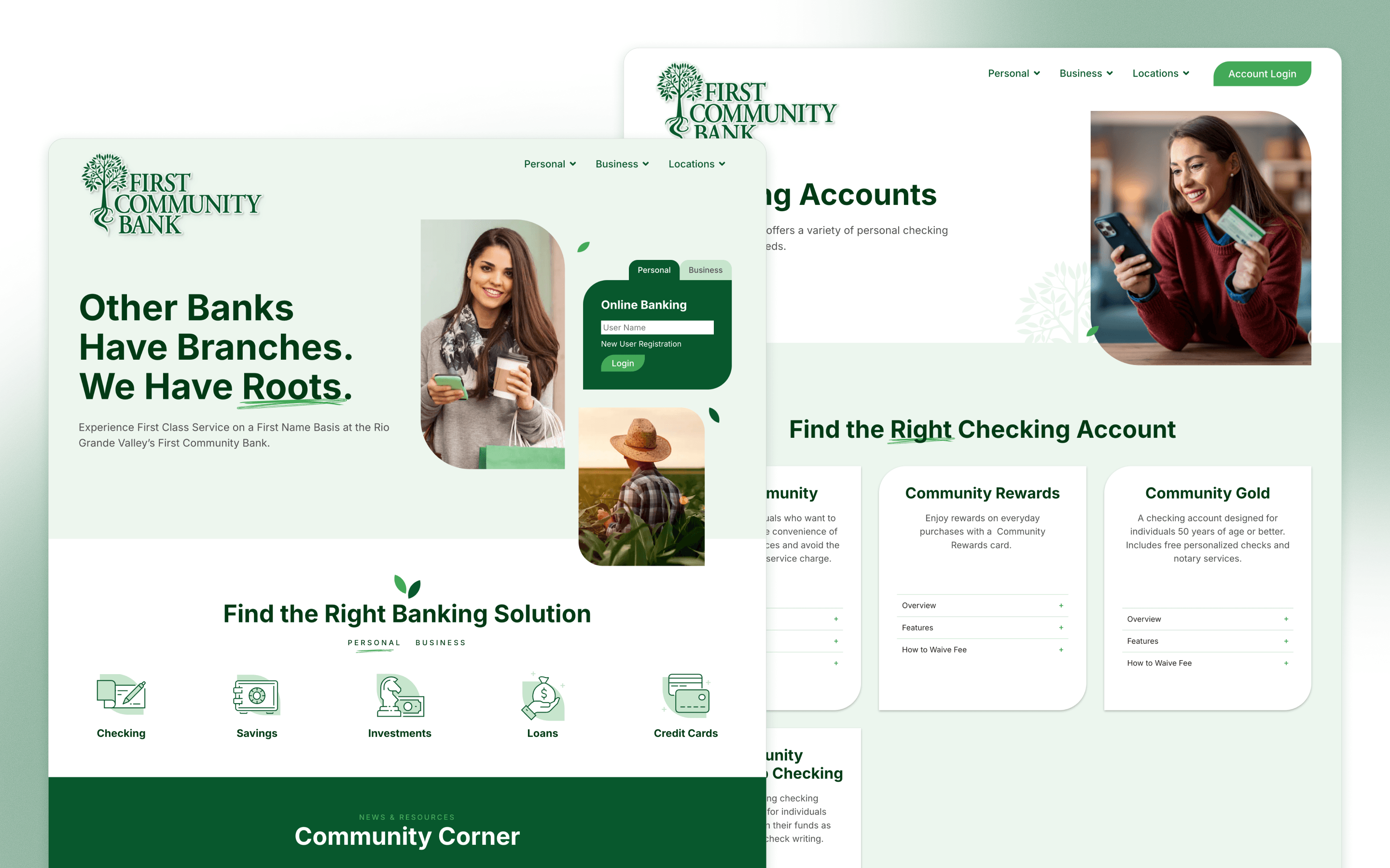 First Community Bank (Texas) Banking Website Design by MPC Studios