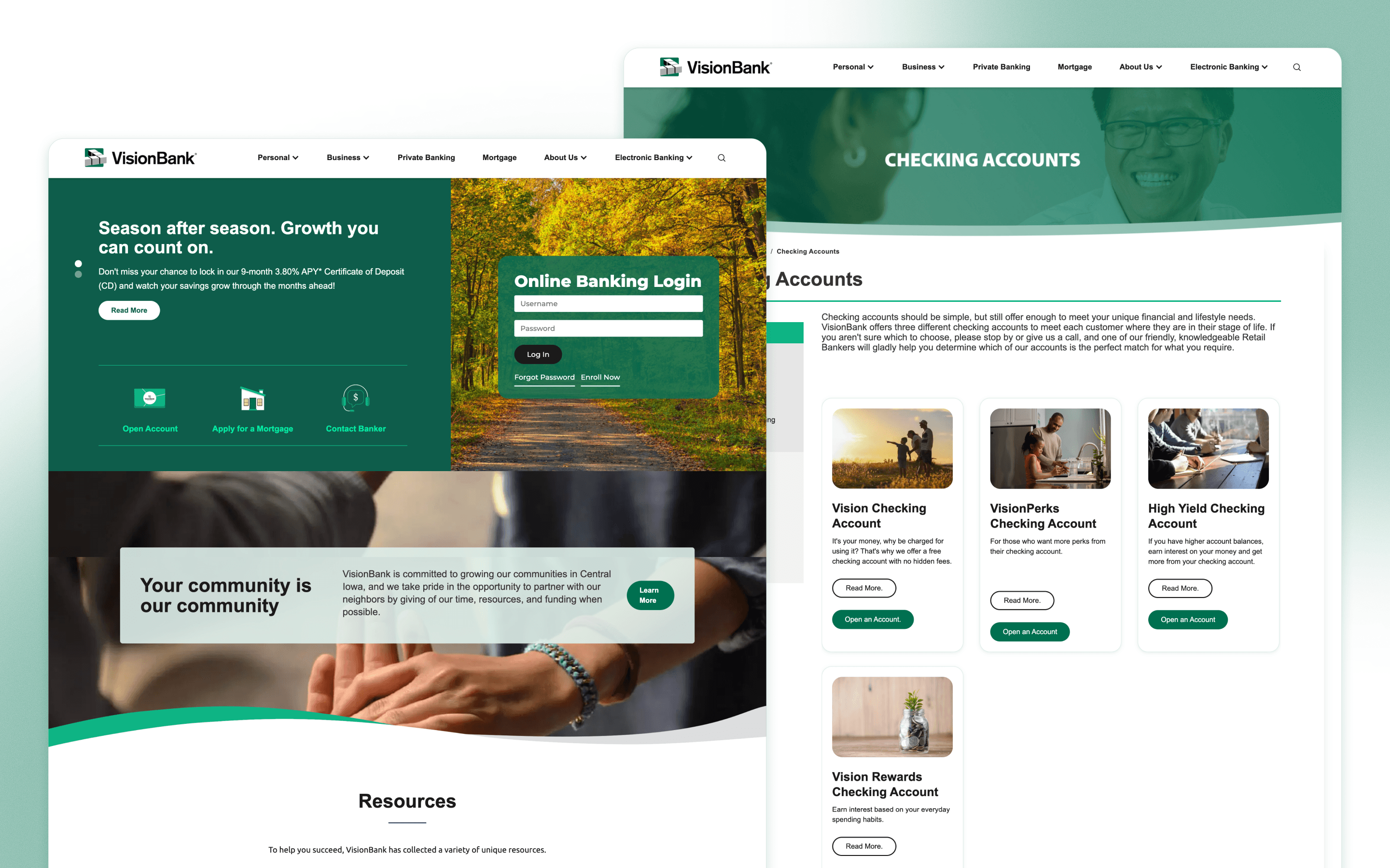 Vision Bank (Iowa) Banking Website Design by Global Reach
