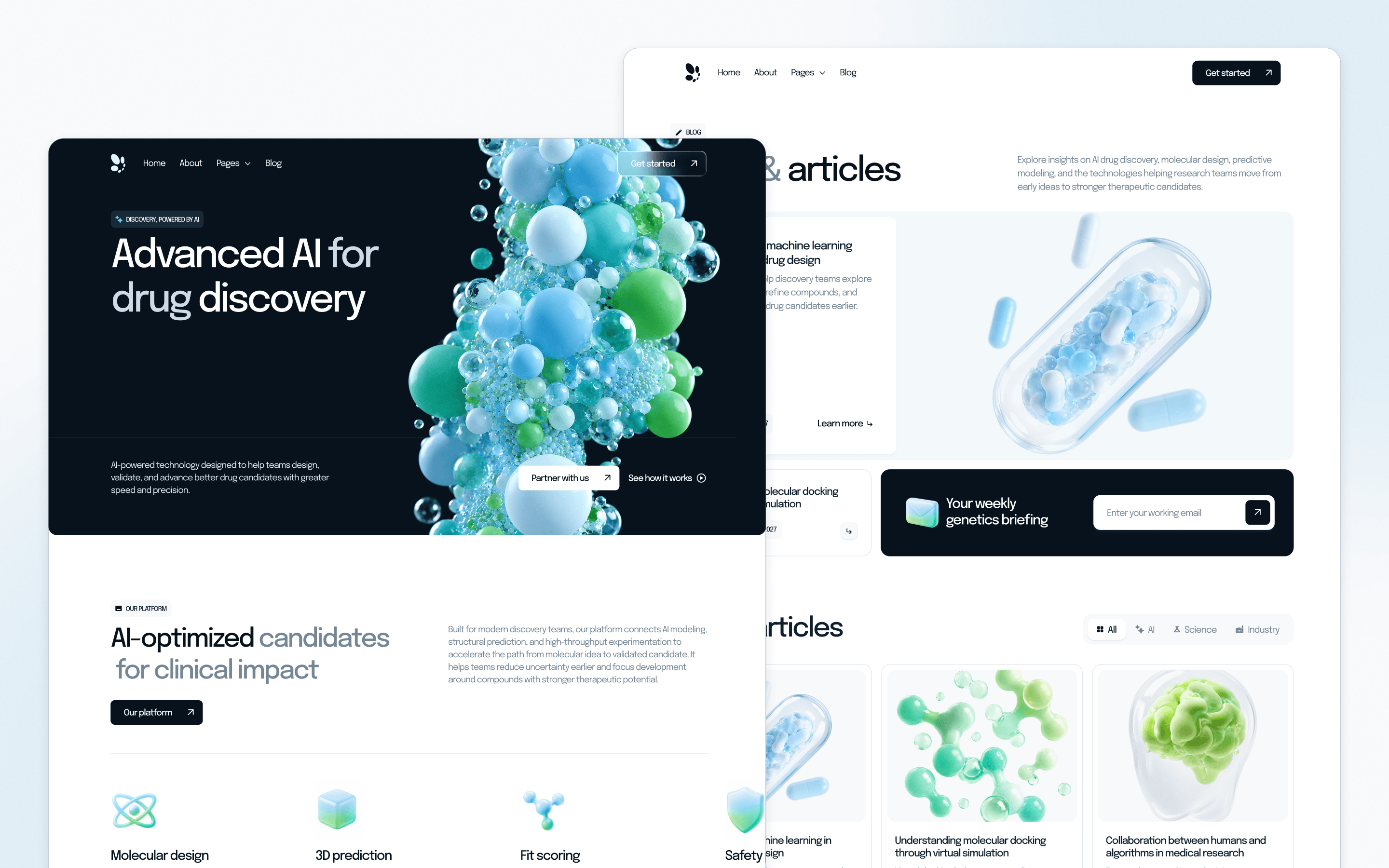 Renetics AI Drug Discovery Biotechnology Website Template by BRIX Agency