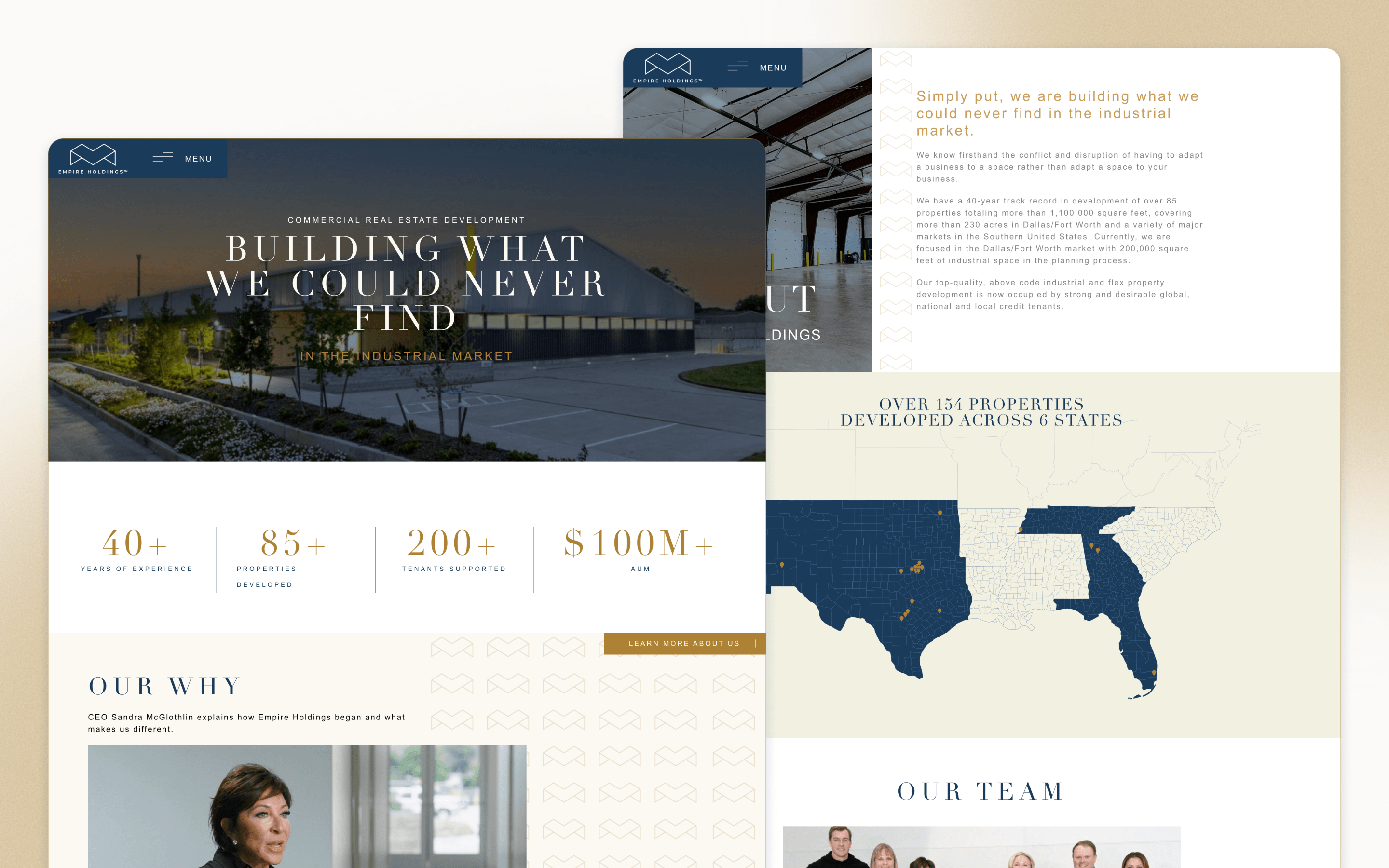 Empire Holdings Commercial Real Estate Website Design by Bluebird Creative Co.