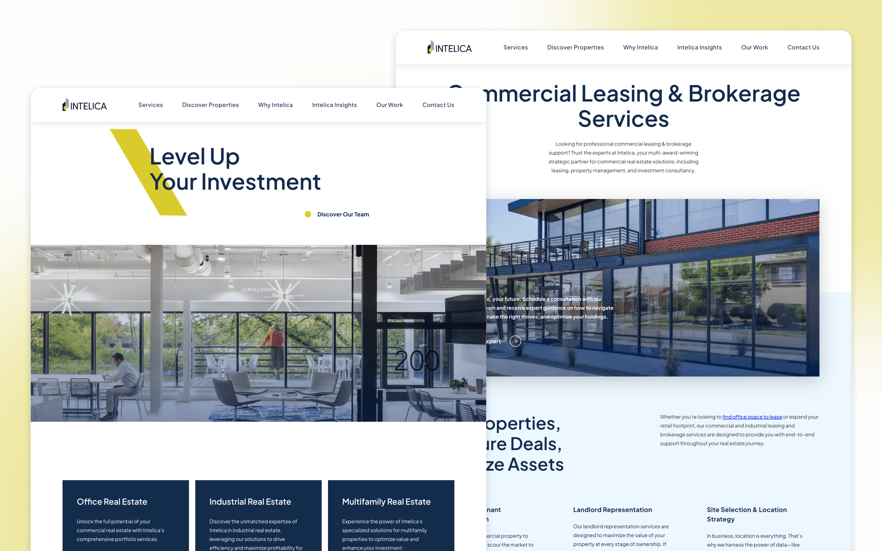 Intelica CRE Commercial Real Estate Website Design by BOWEN