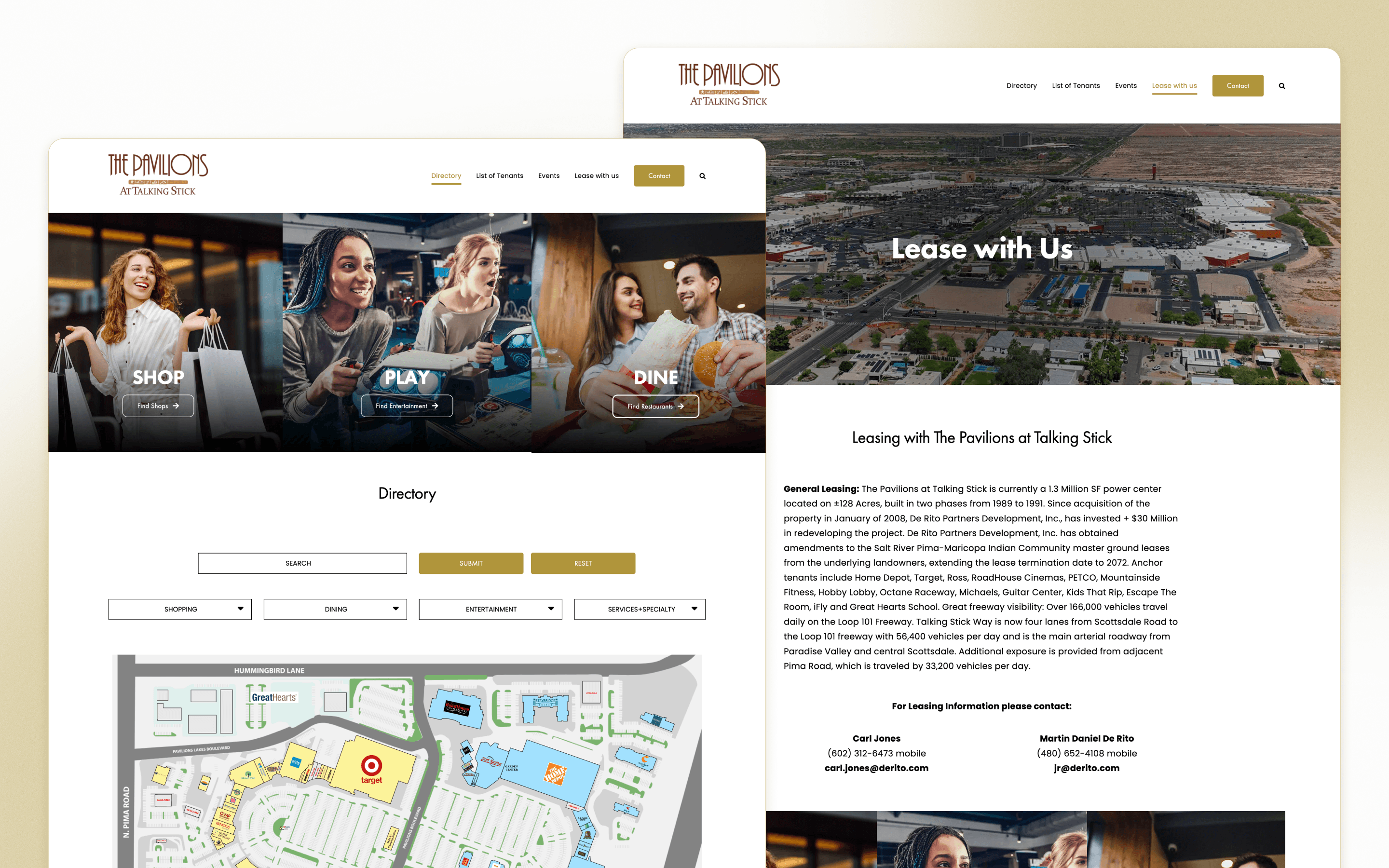 The Pavilions at Talking Stick Commercial Real Estate Website Design by Calico Marketing
