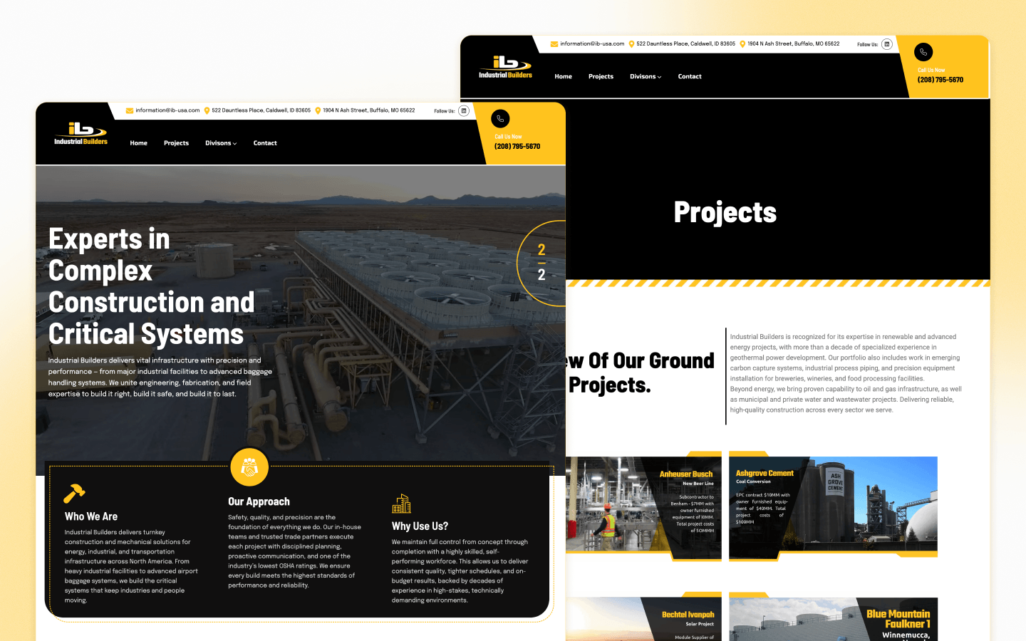 Industrial Builders Construction Website Design by Vachal Design