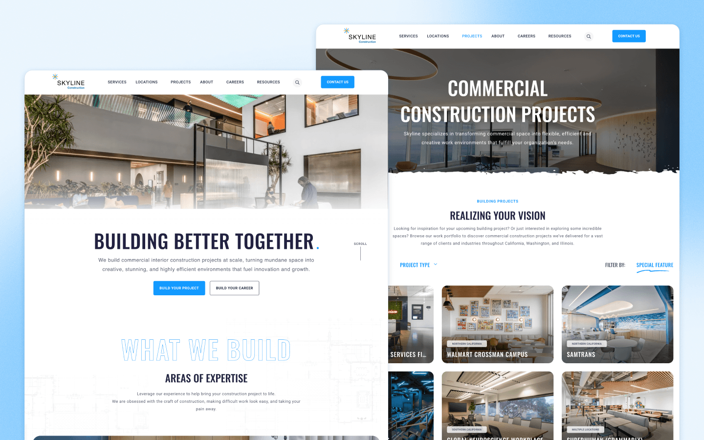 Skyline Construction Website Design by HUEMOR