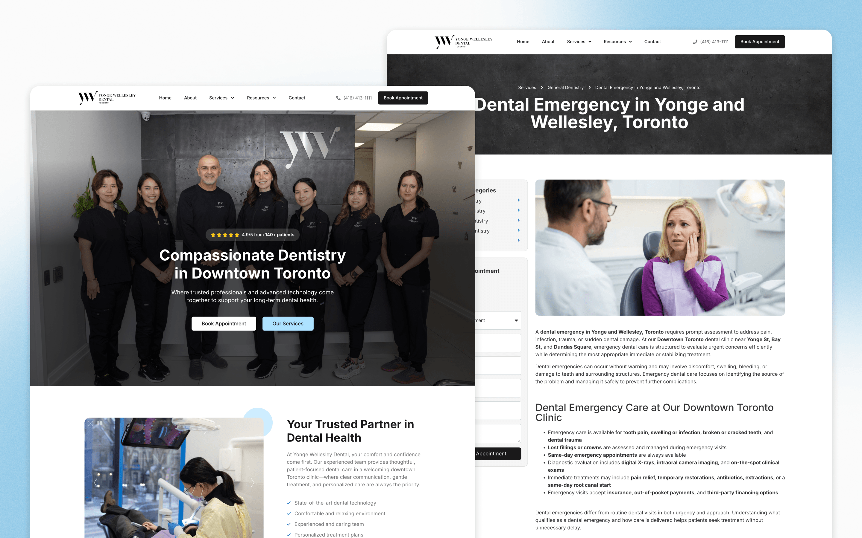 Yonge Wellesley Dental Website Design by Sinreh Digital