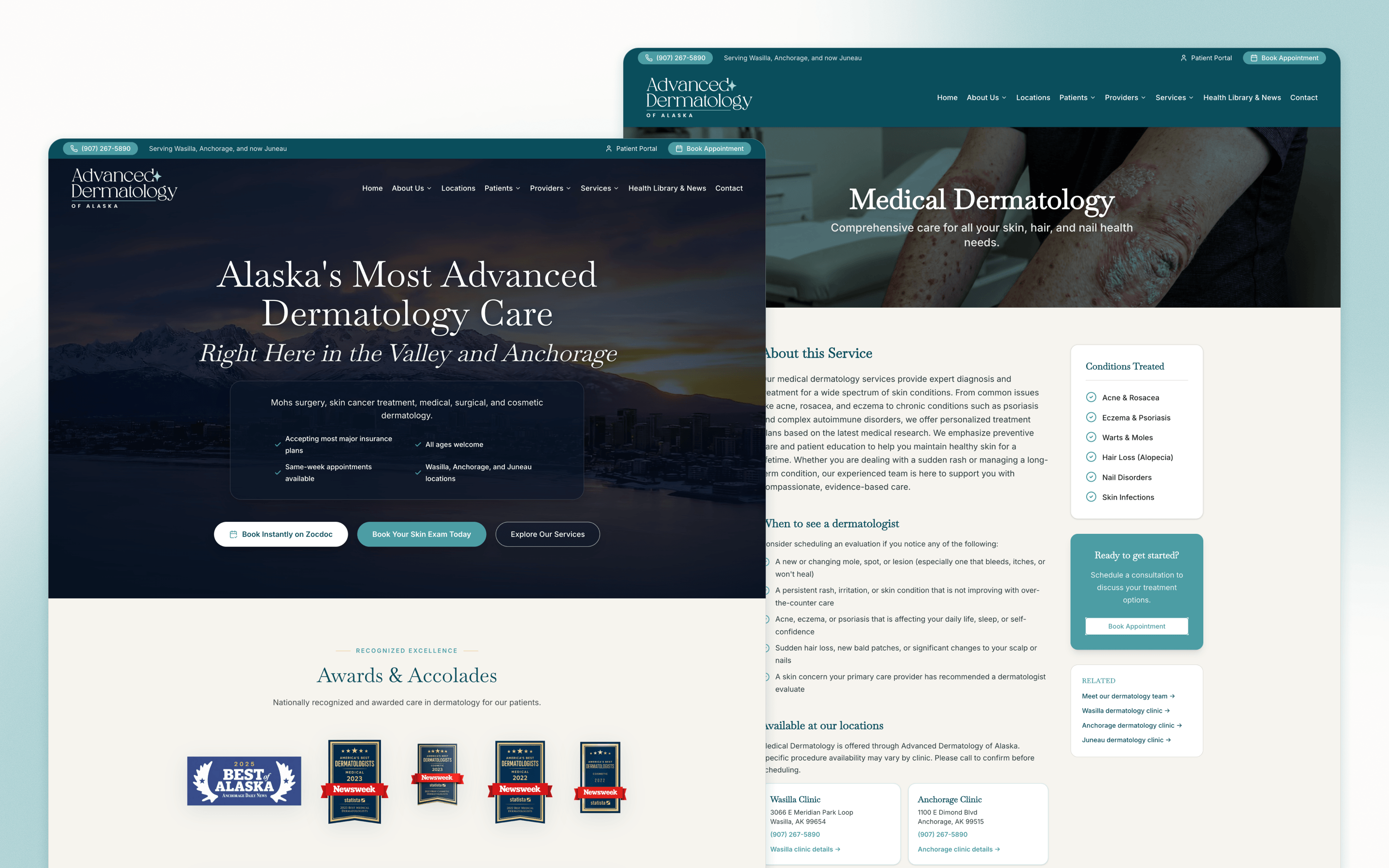 Advanced Dermatology of Alaska Website Design by MD DesignLab