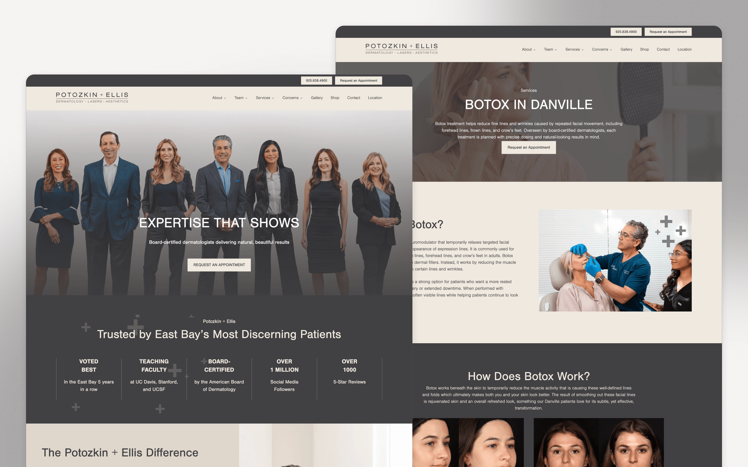 Potozkin + Ellis Dermatology Website Design by Goldman Marketing Group
