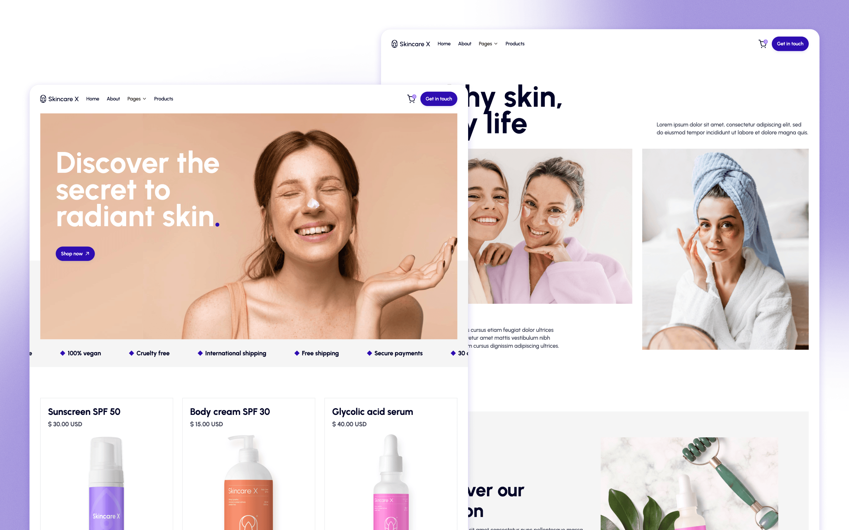Skincare X Skincare Ecommerce Website Template by BRIX Agency