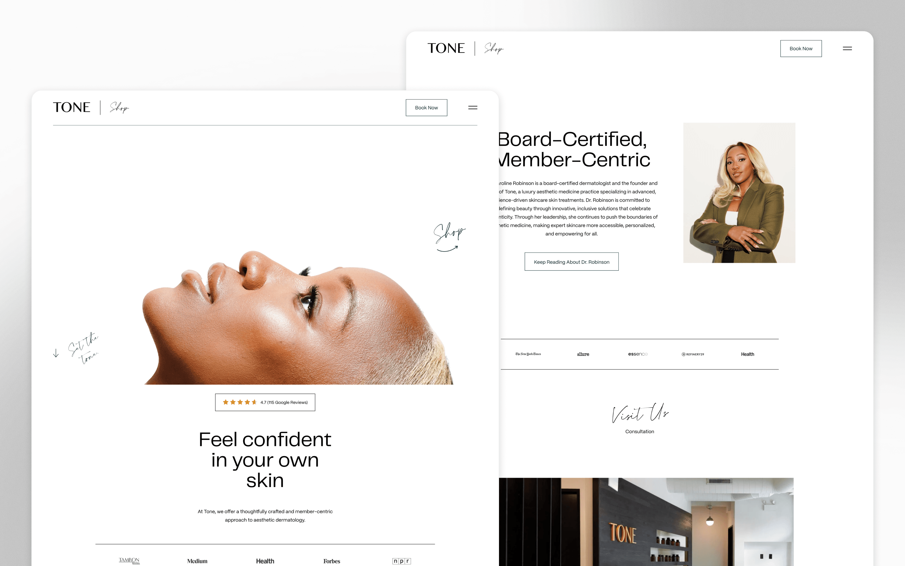 Tone Dermatology Current Website Design