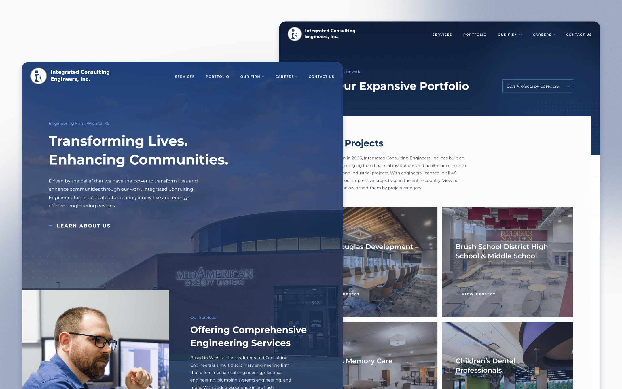 Integrated Consulting Engineers Engineering Website Design by Cassandra Bryan Design