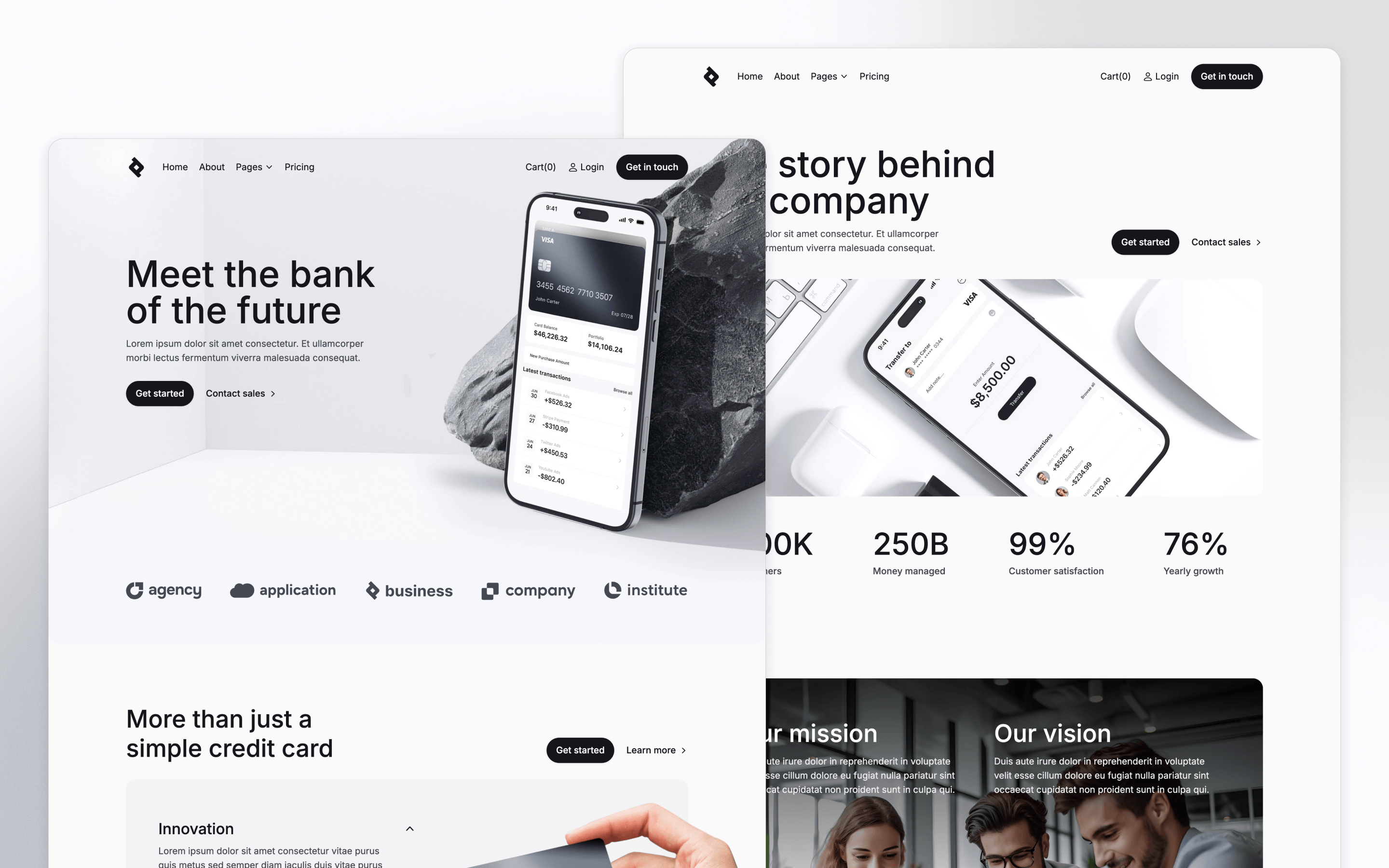 Bnkify X bank startup and fintech website template designed by BRIX Agency
