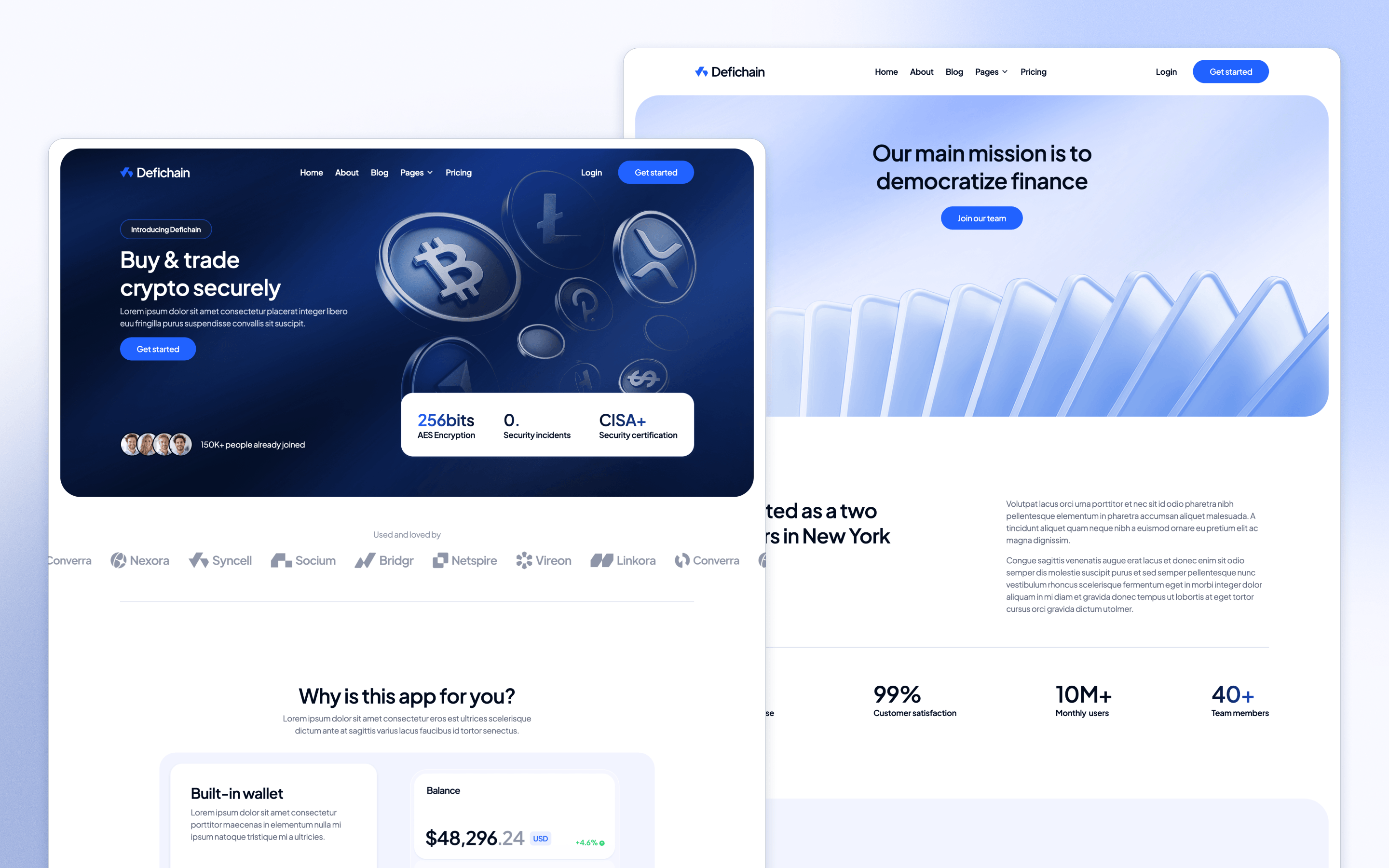 DeFiChain crypto and fintech website template designed by BRIX Agency