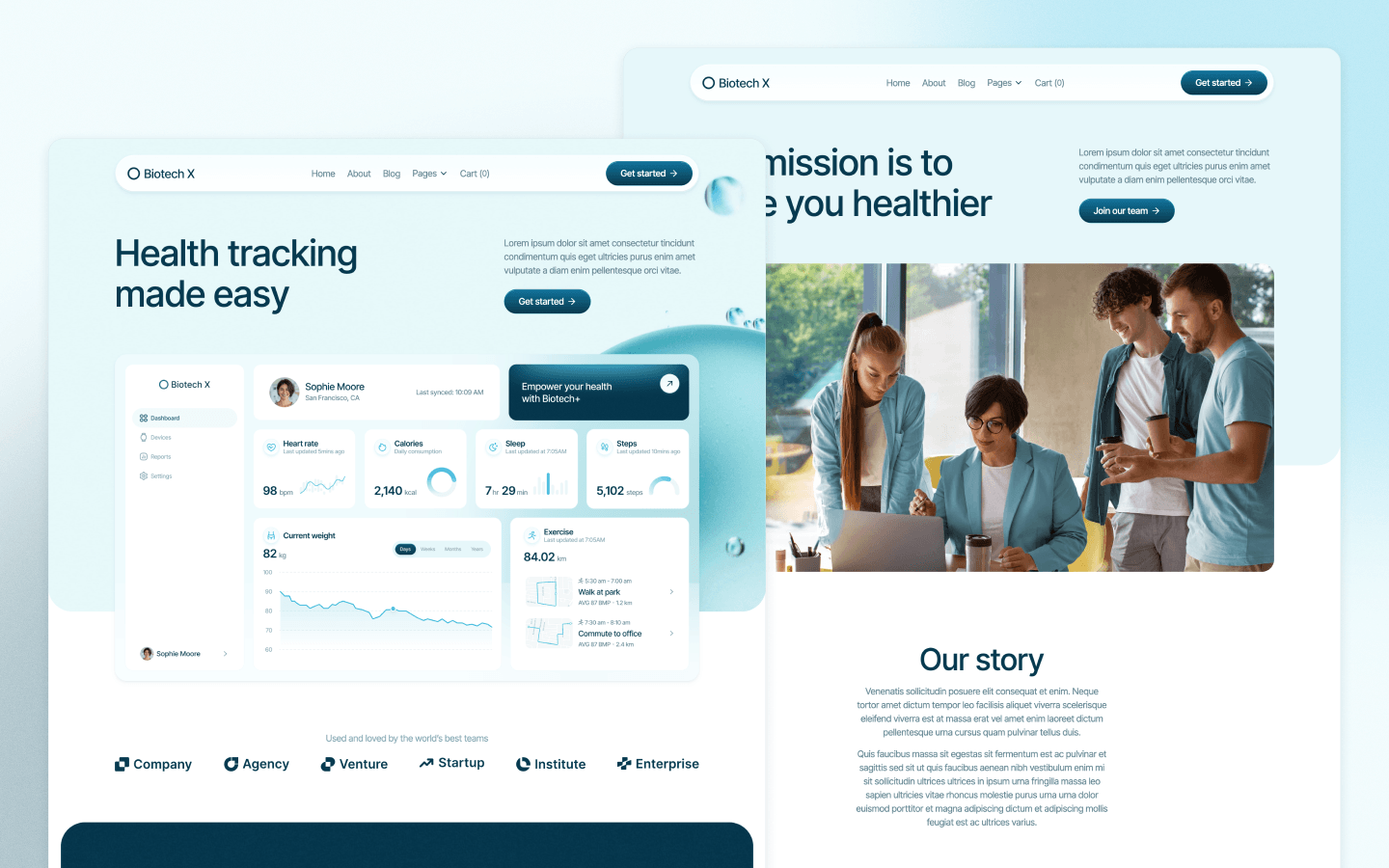 Biotech X healthcare website template by BRIX Agency