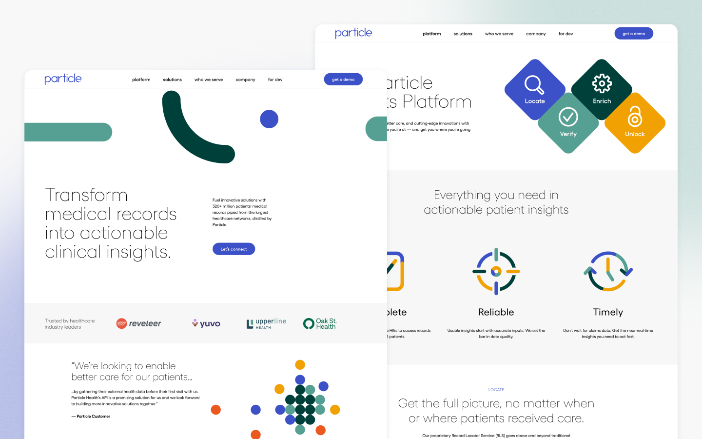 Particle Health healthcare website design