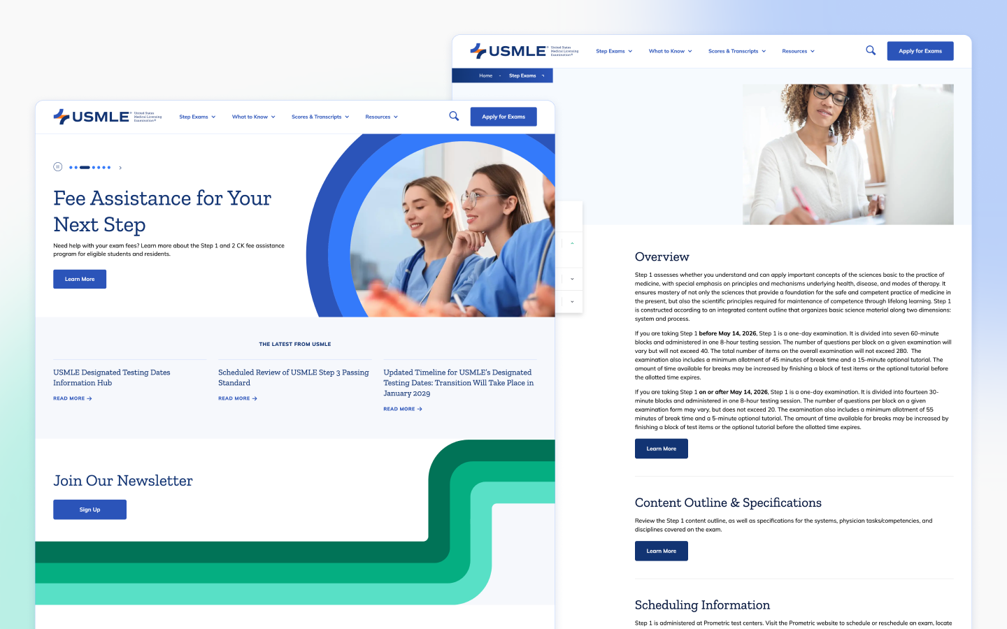USMLE healthcare website design