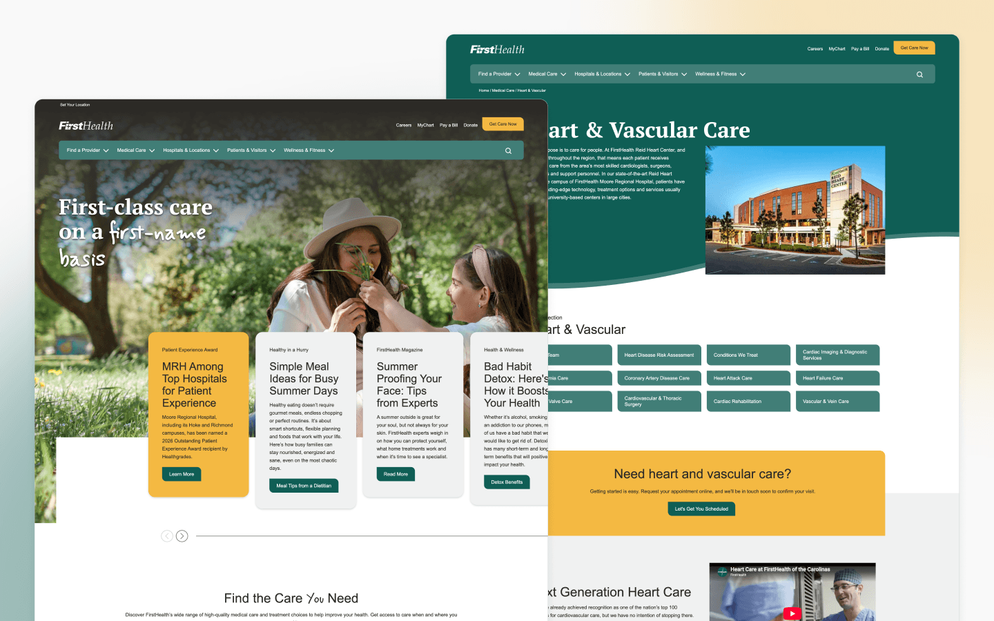 FirstHealth of the Carolinas healthcare website design