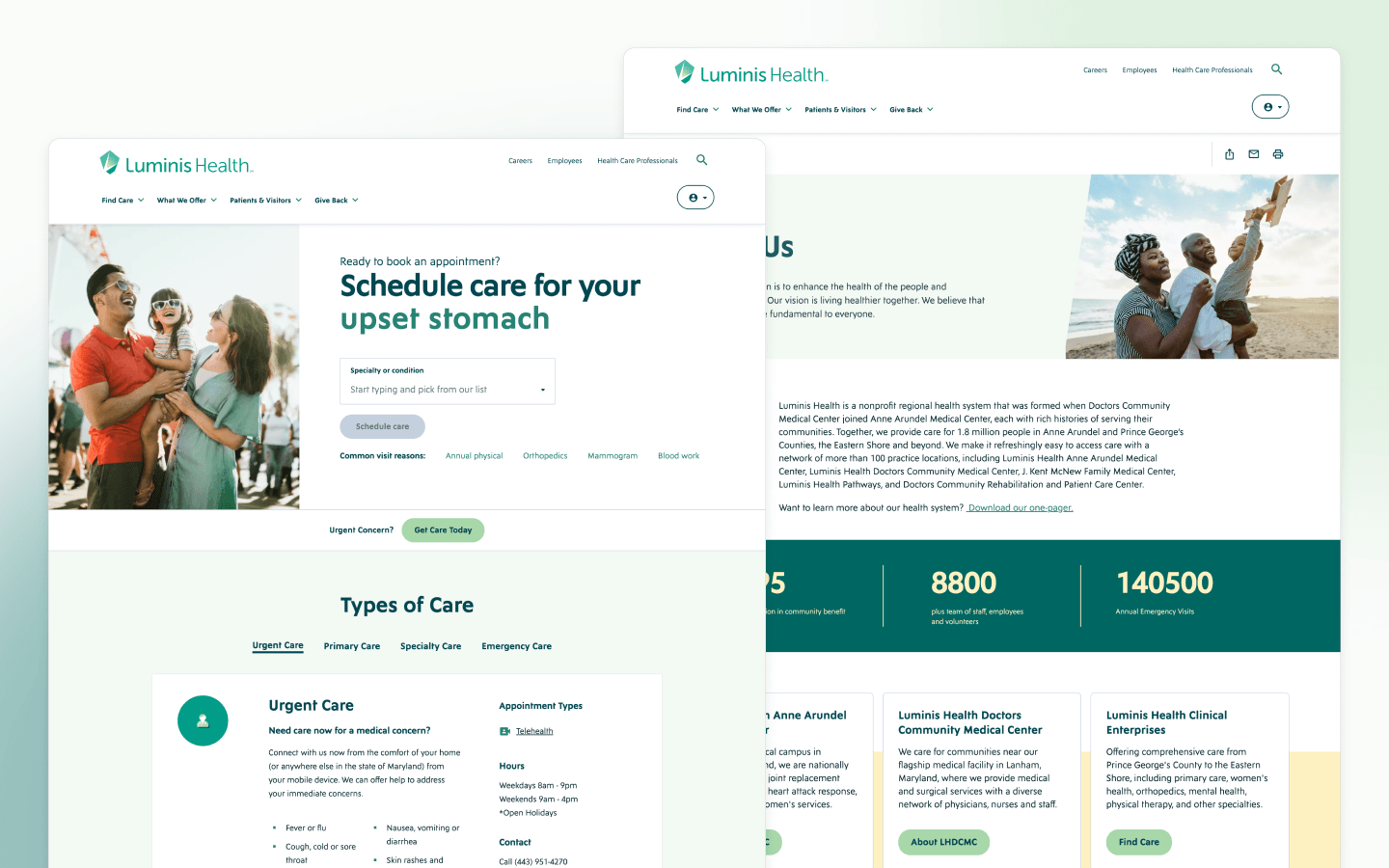 Luminis Health healthcare website design
