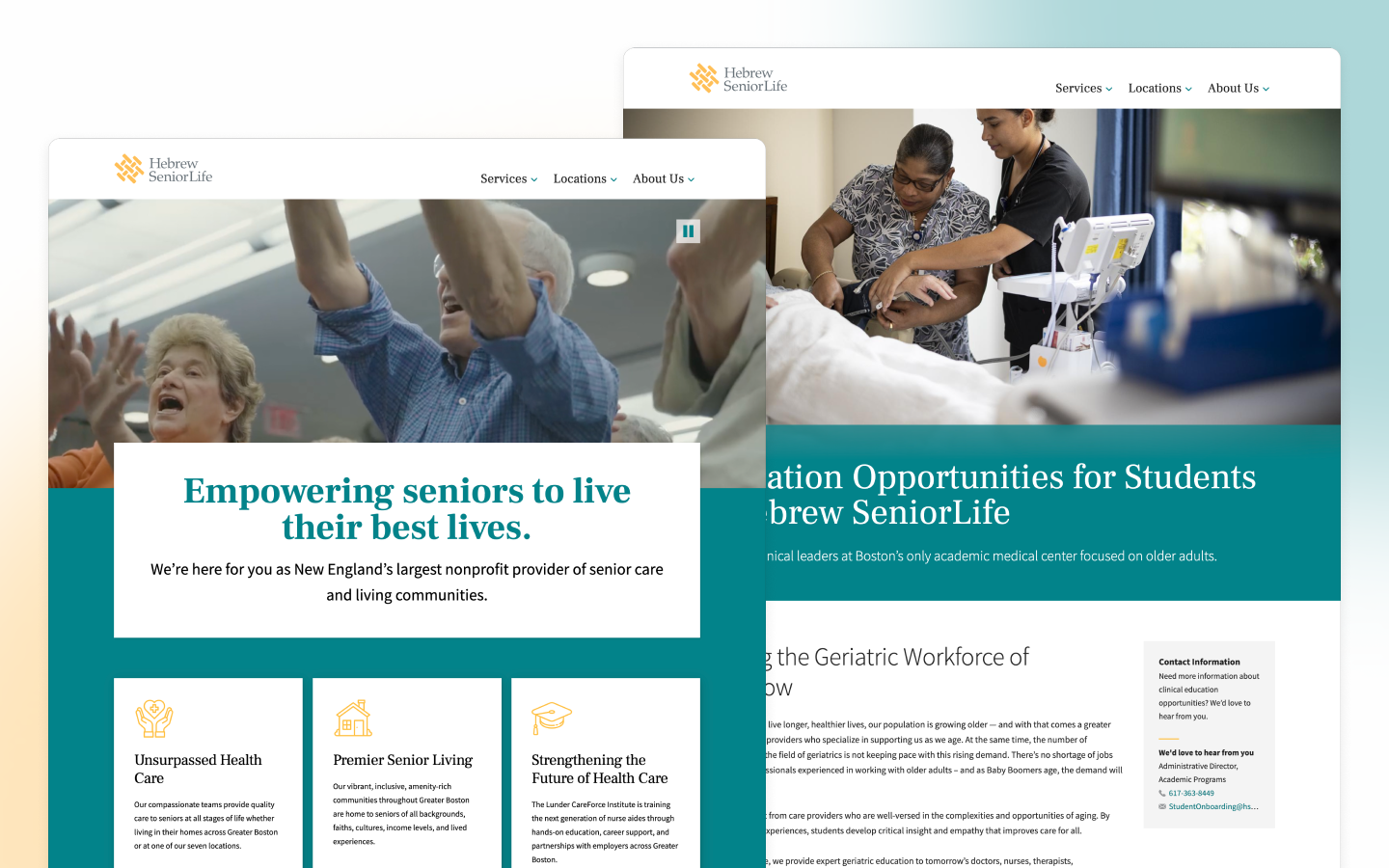 Hebrew SeniorLife healthcare website design