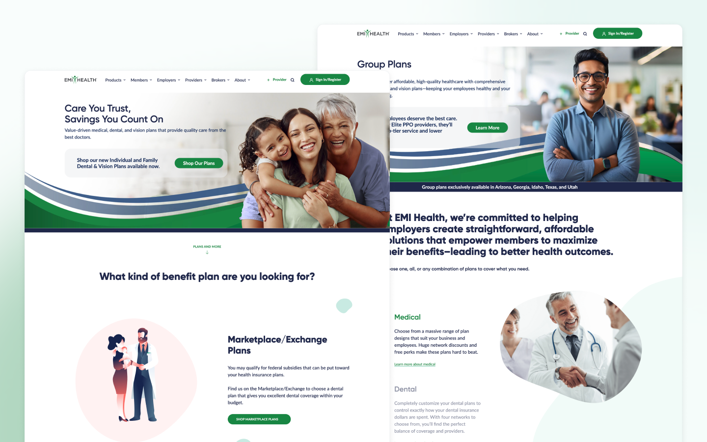 EMI Health healthcare website design