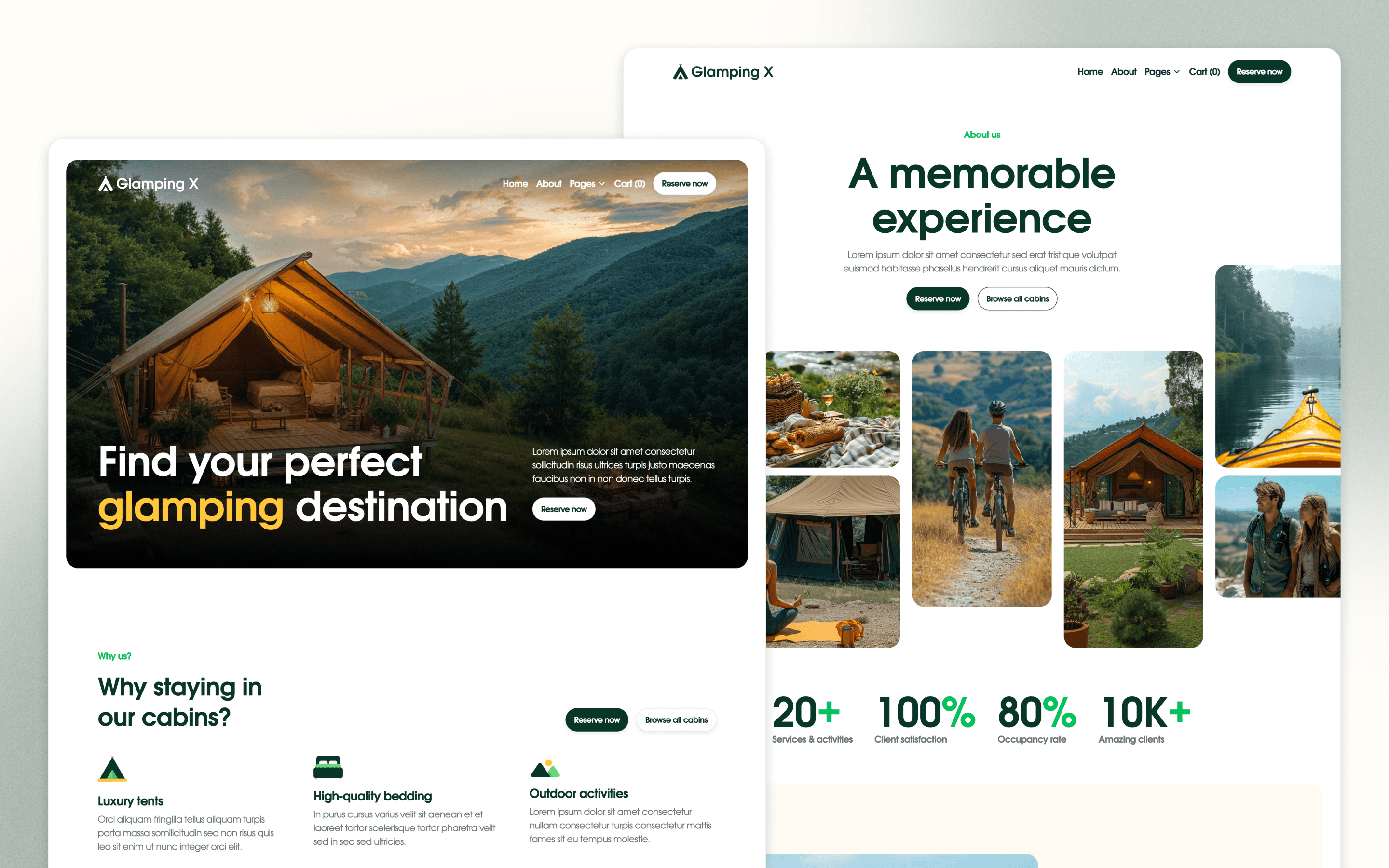 Glamping X Luxury Camping Website Template by BRIX Agency