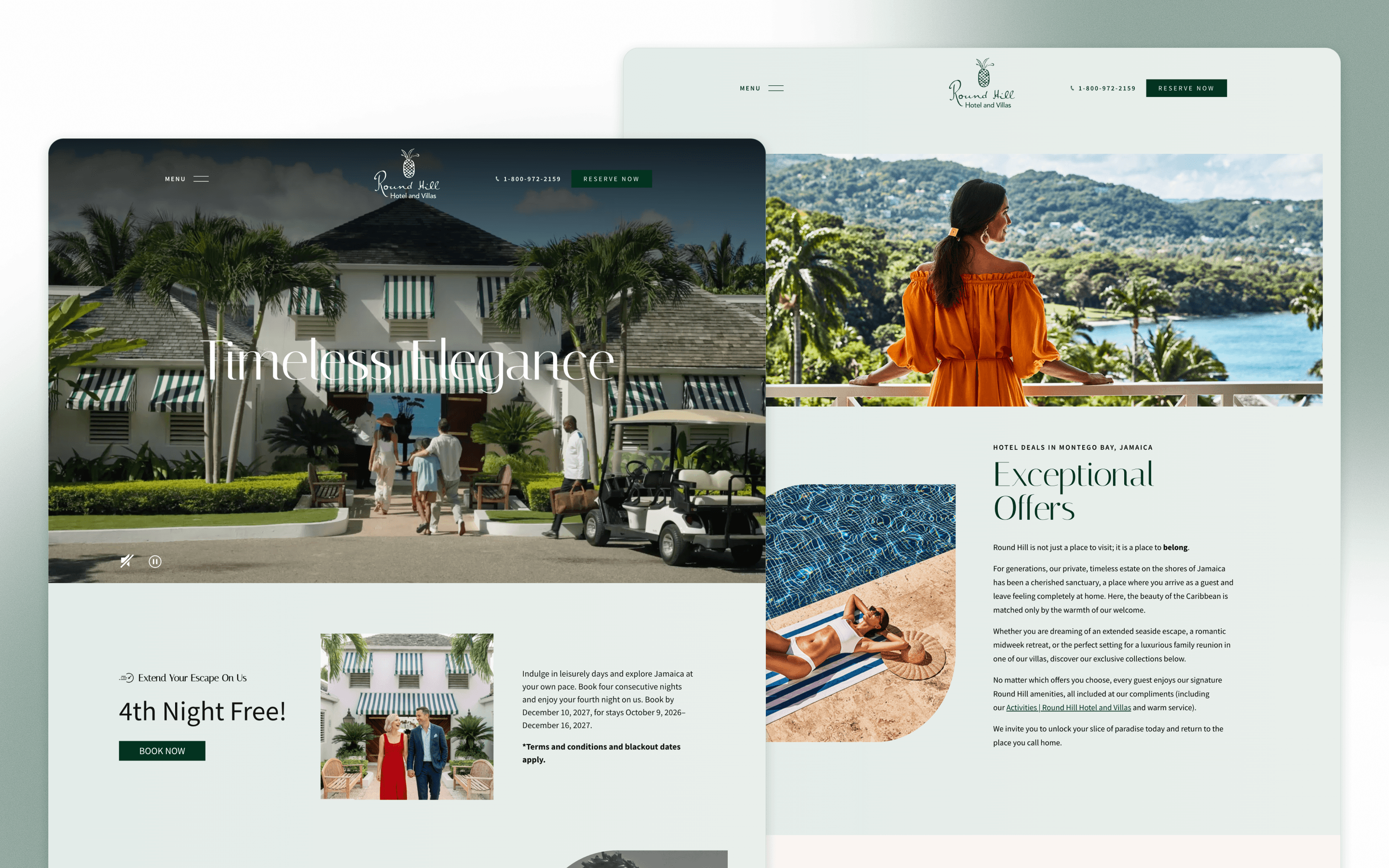 Round Hill Hotel and Villas Hotel Website Design by Tambourine