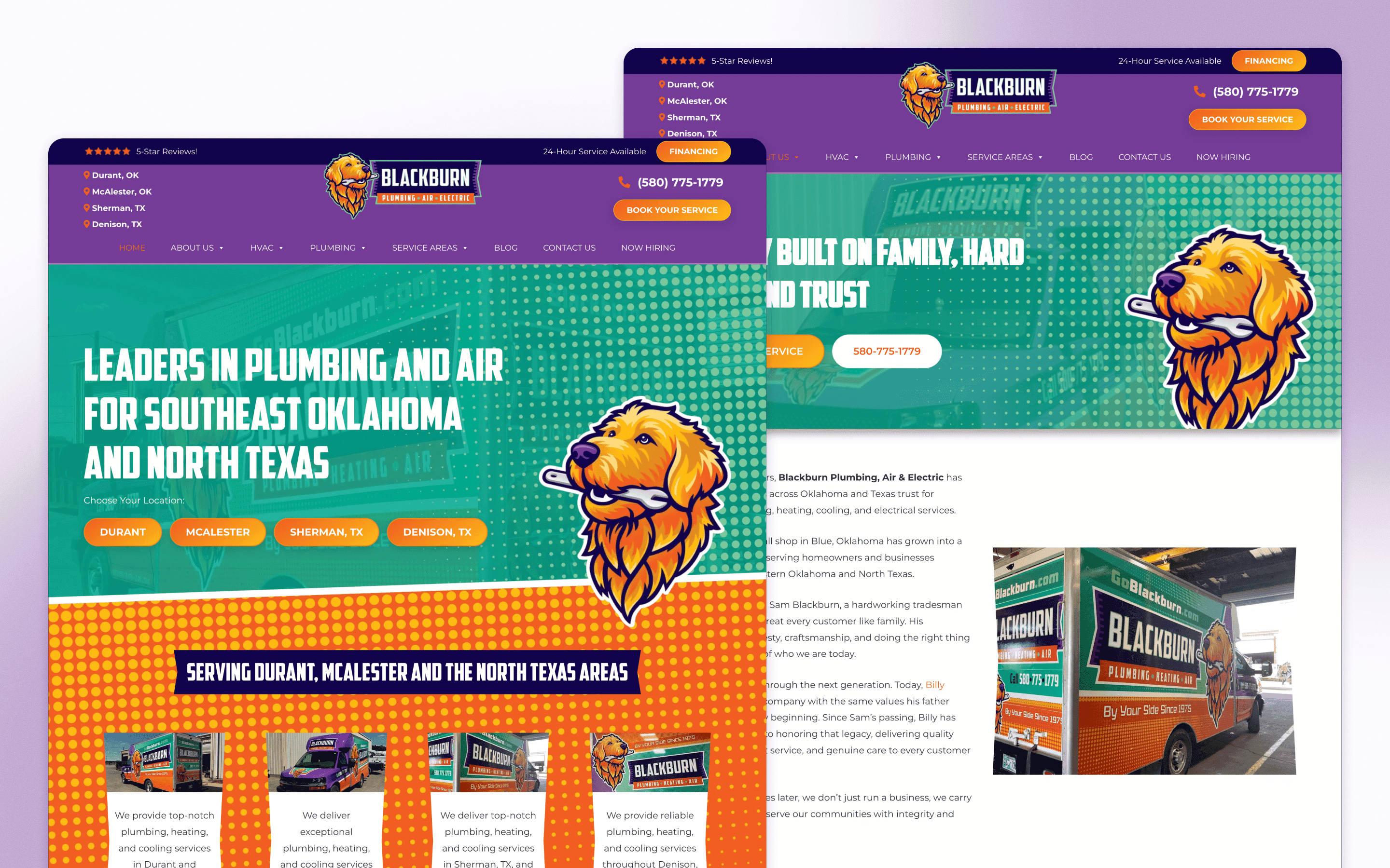 Blackburn Plumbing, Heating & Air HVAC Website Design by KickCharge Creative