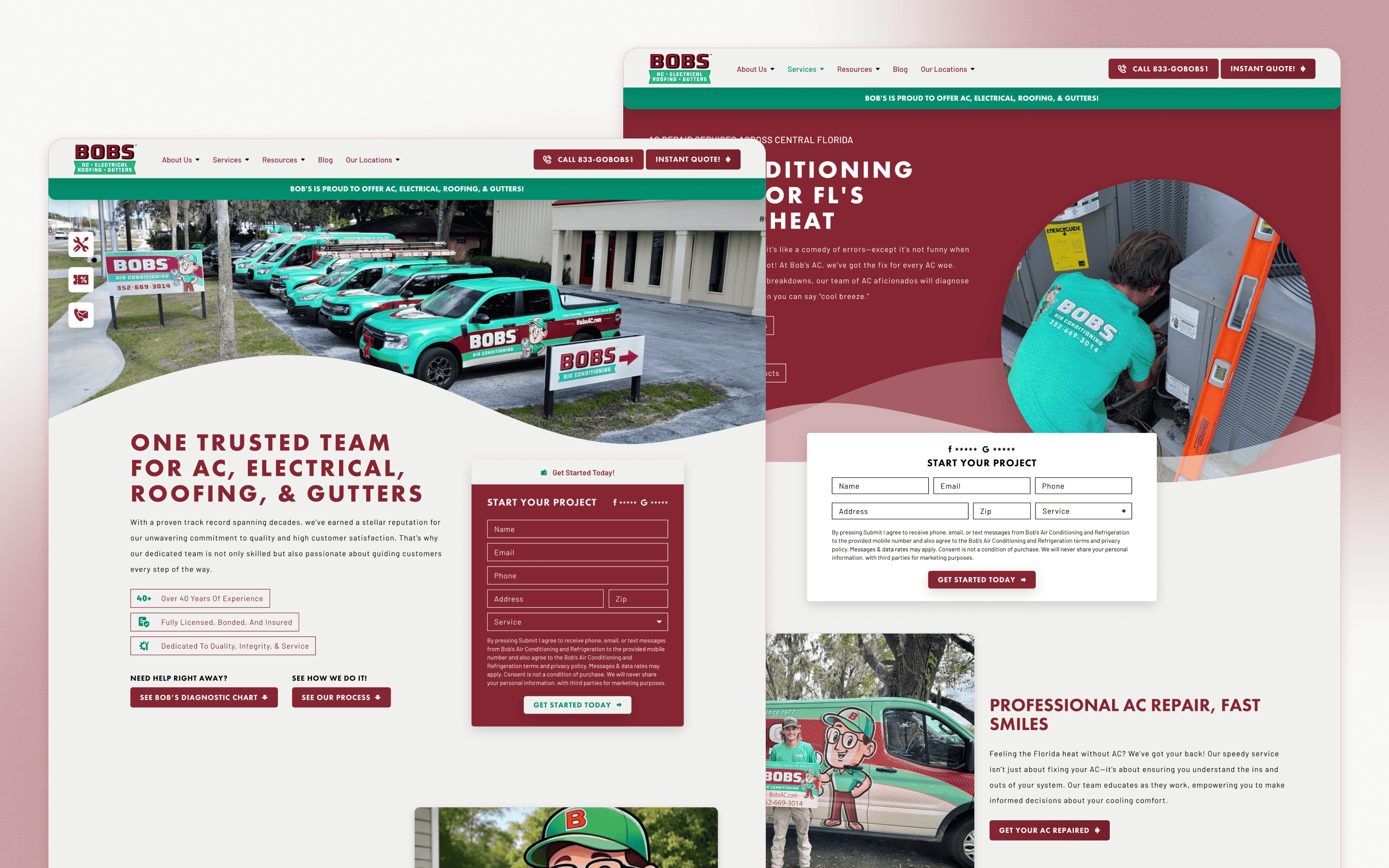 Bob's Air Conditioning & Refrigeration HVAC Website Design by Hook Agency