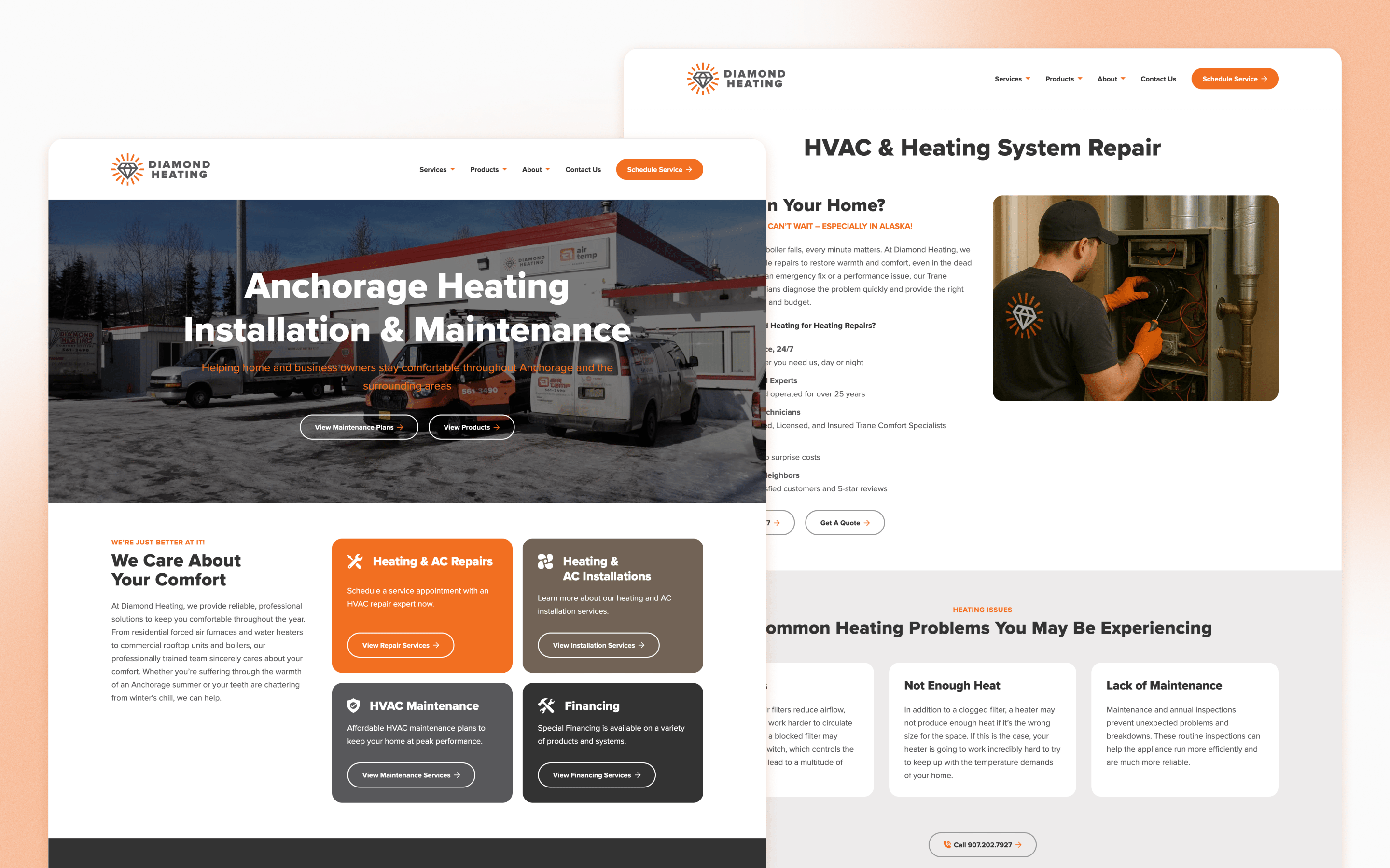 Diamond Heating & AirTemp Alaska HVAC Website Design by Wilmington Design Co.