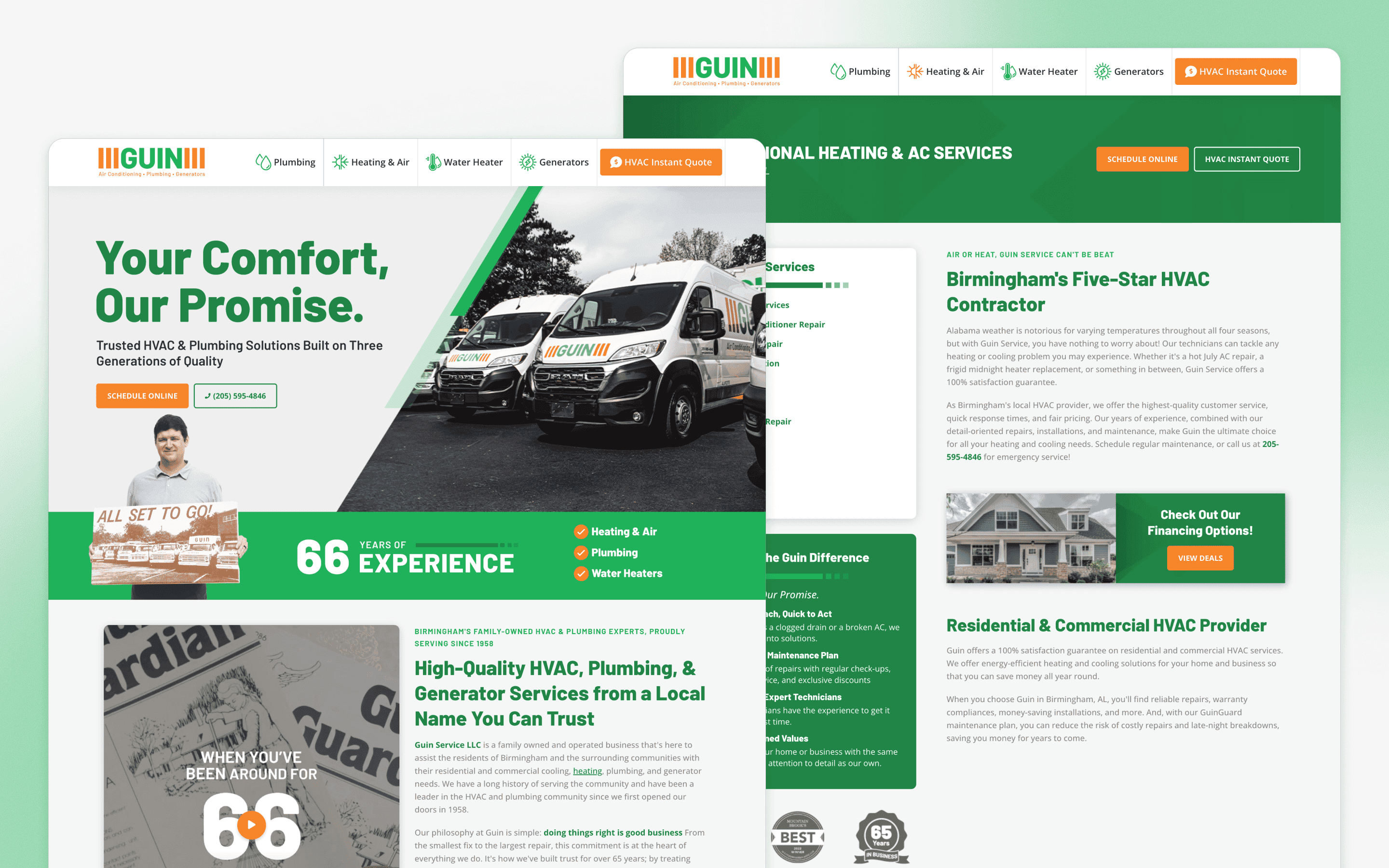 Guin Service HVAC Website Design by Superpath