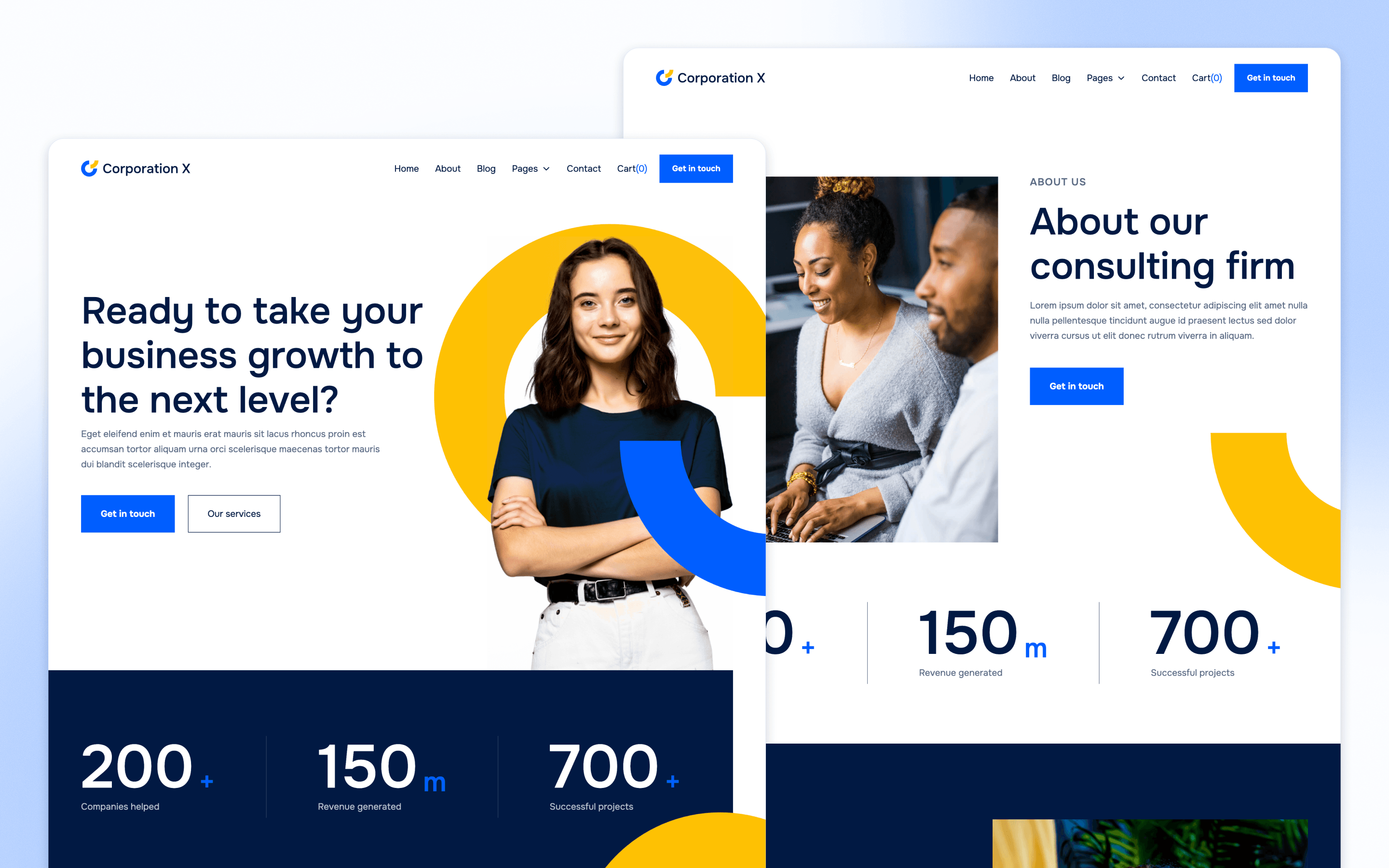 Corporation X consulting website template by BRIX Agency, a professional services design reference for law firms