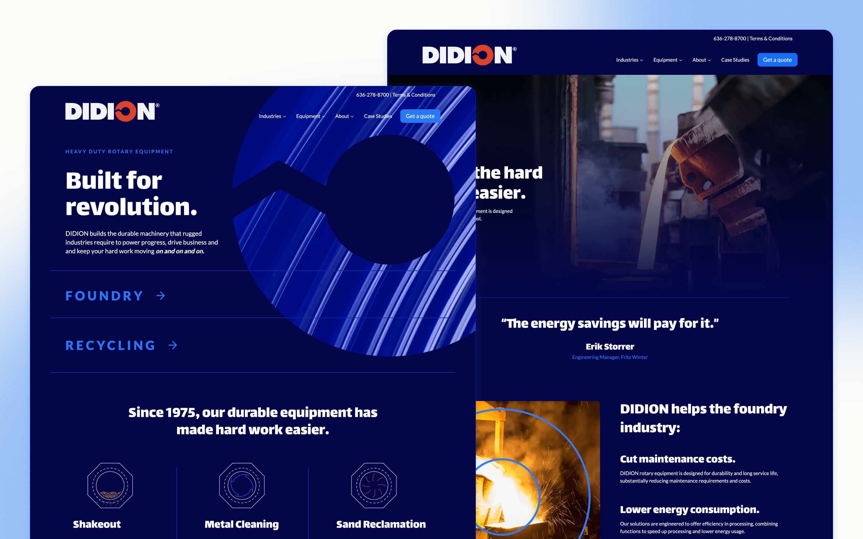 DIDION manufacturing website design presenting foundry and metal-processing machinery