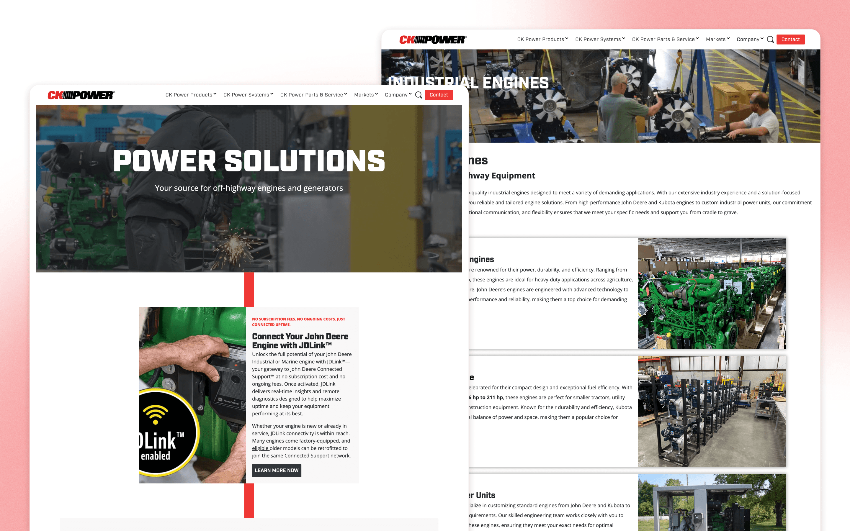 CK Power manufacturing website presenting industrial engines and power-generation equipment