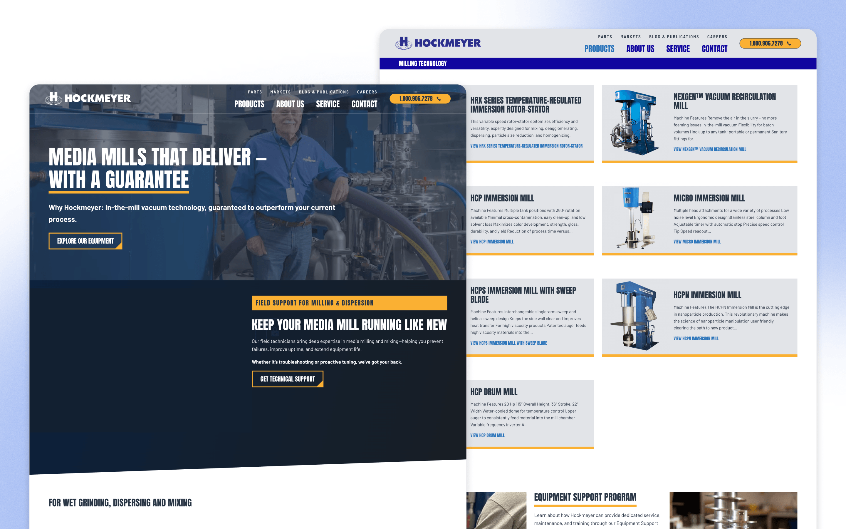 Hockmeyer manufacturing website design presenting media mills and milling equipment