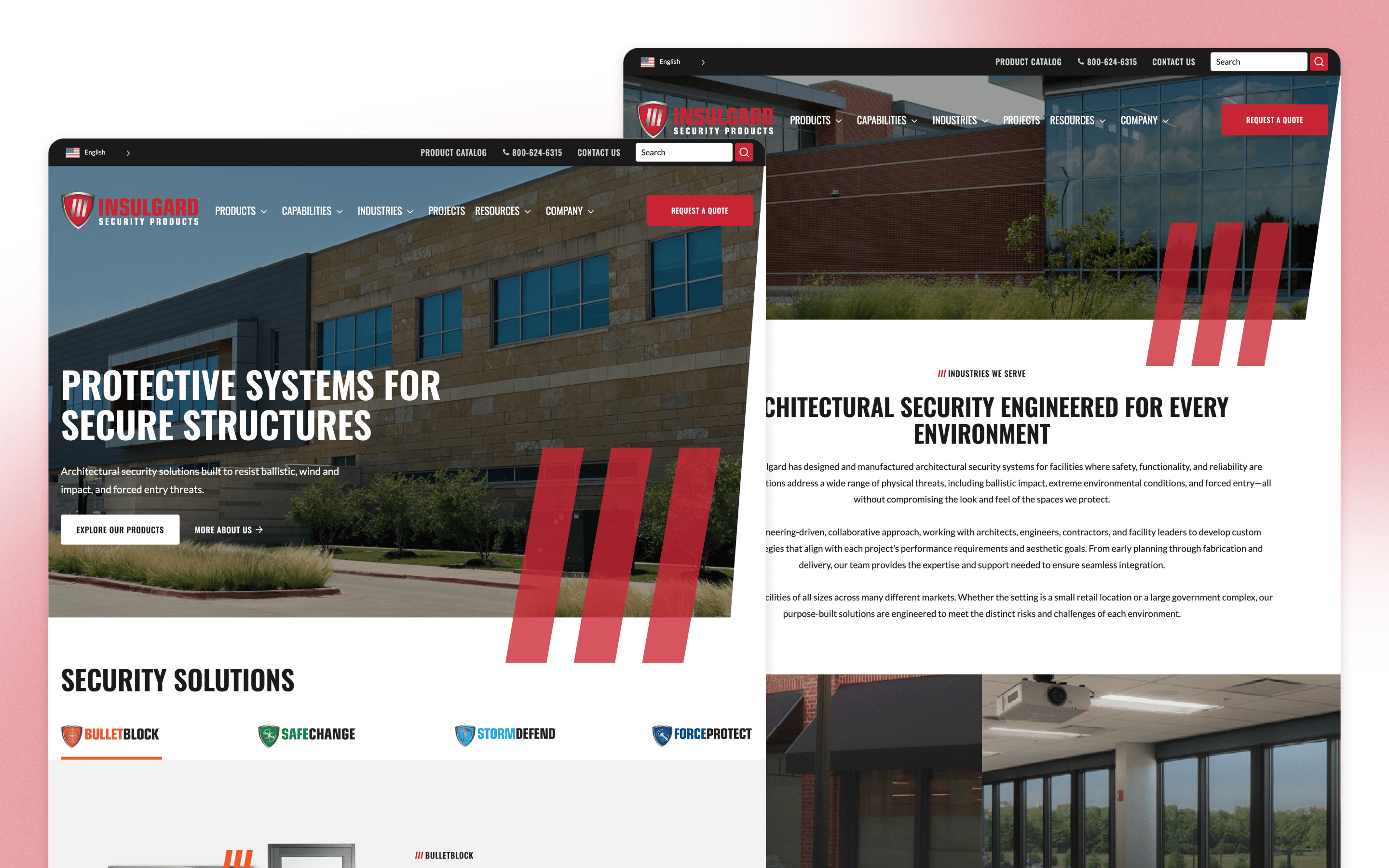 Insulgard manufacturing website design presenting architectural security products