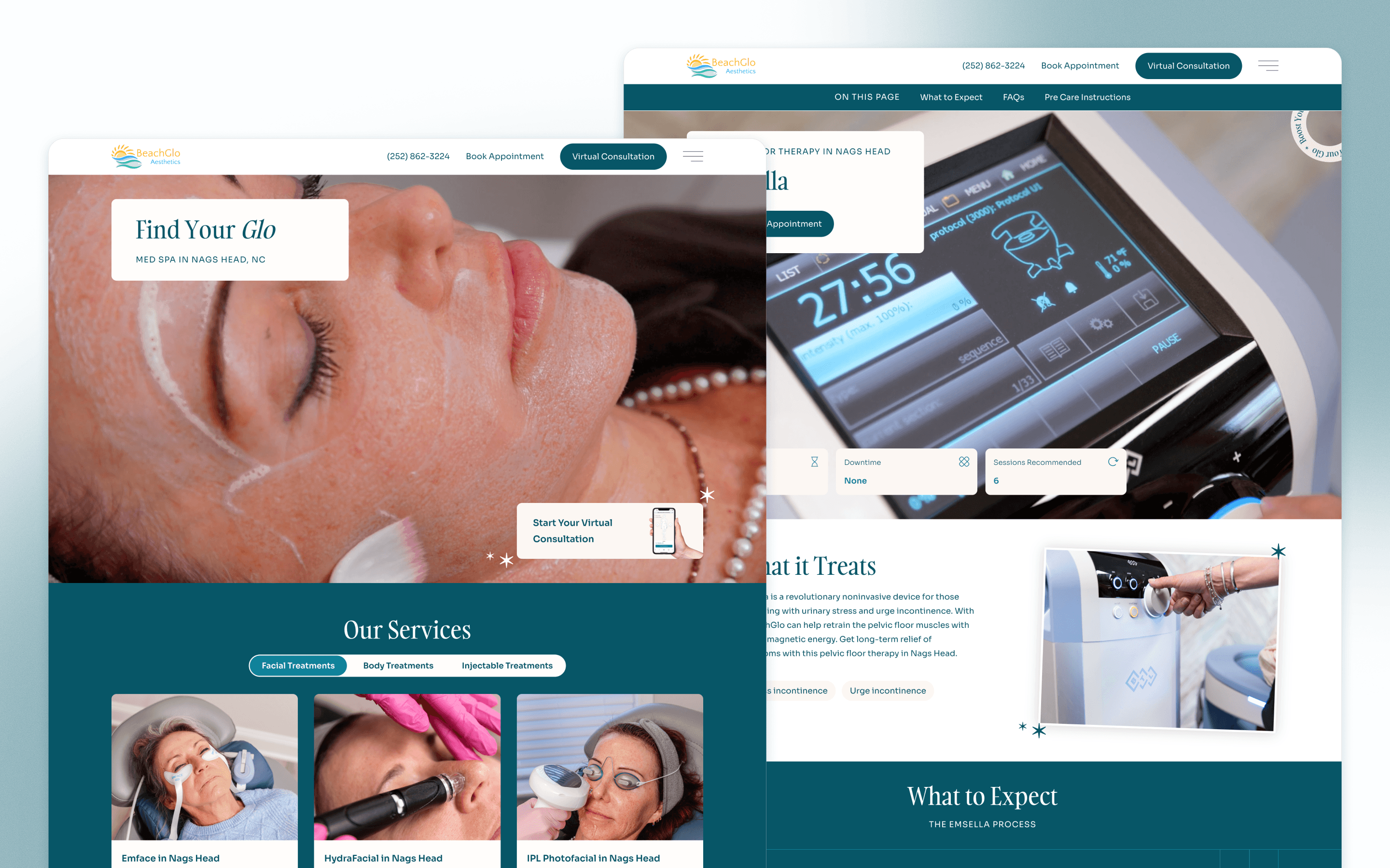 BeachGlo Med Spa Website Design by Lifted Logic