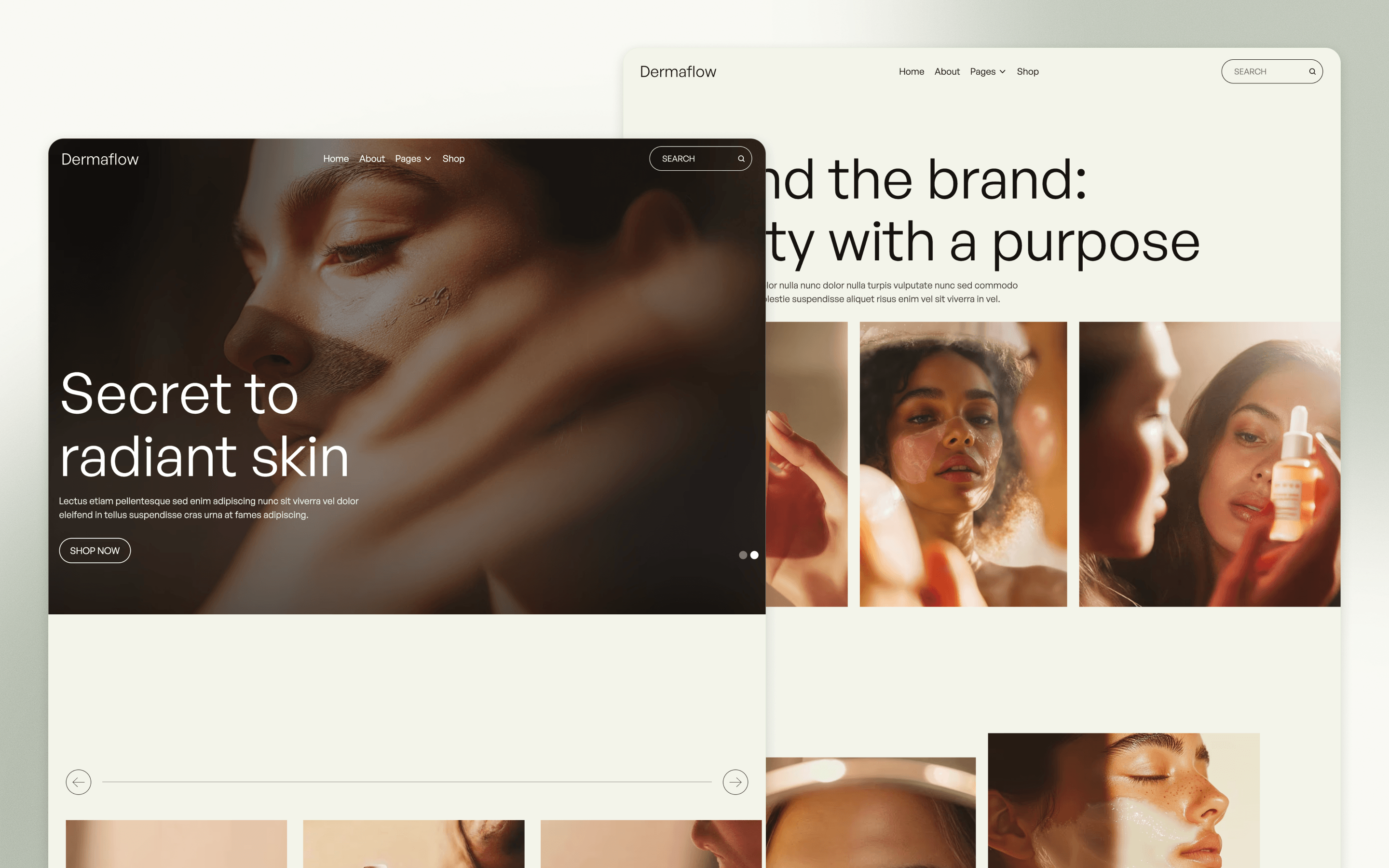 Dermaflow Skincare Website Template by BRIX Agency