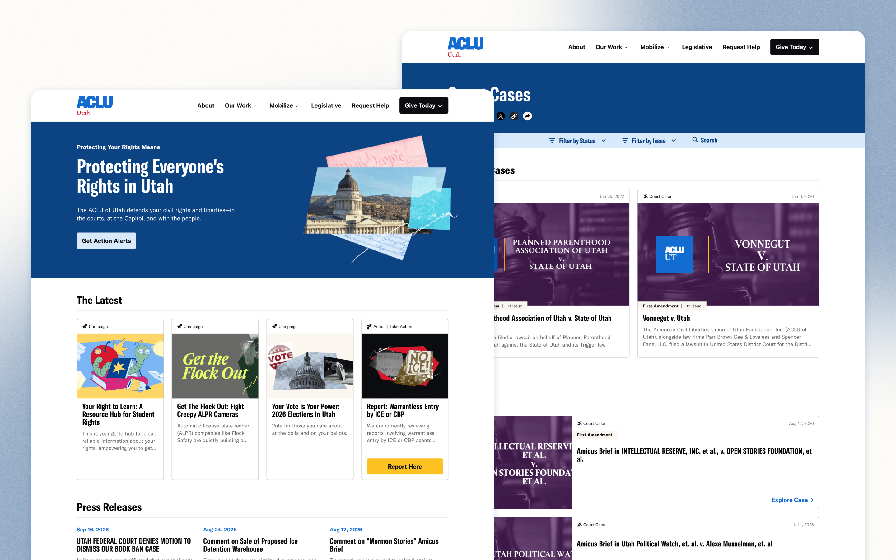 ACLU of Utah Nonprofit Website Design by ThinkShout