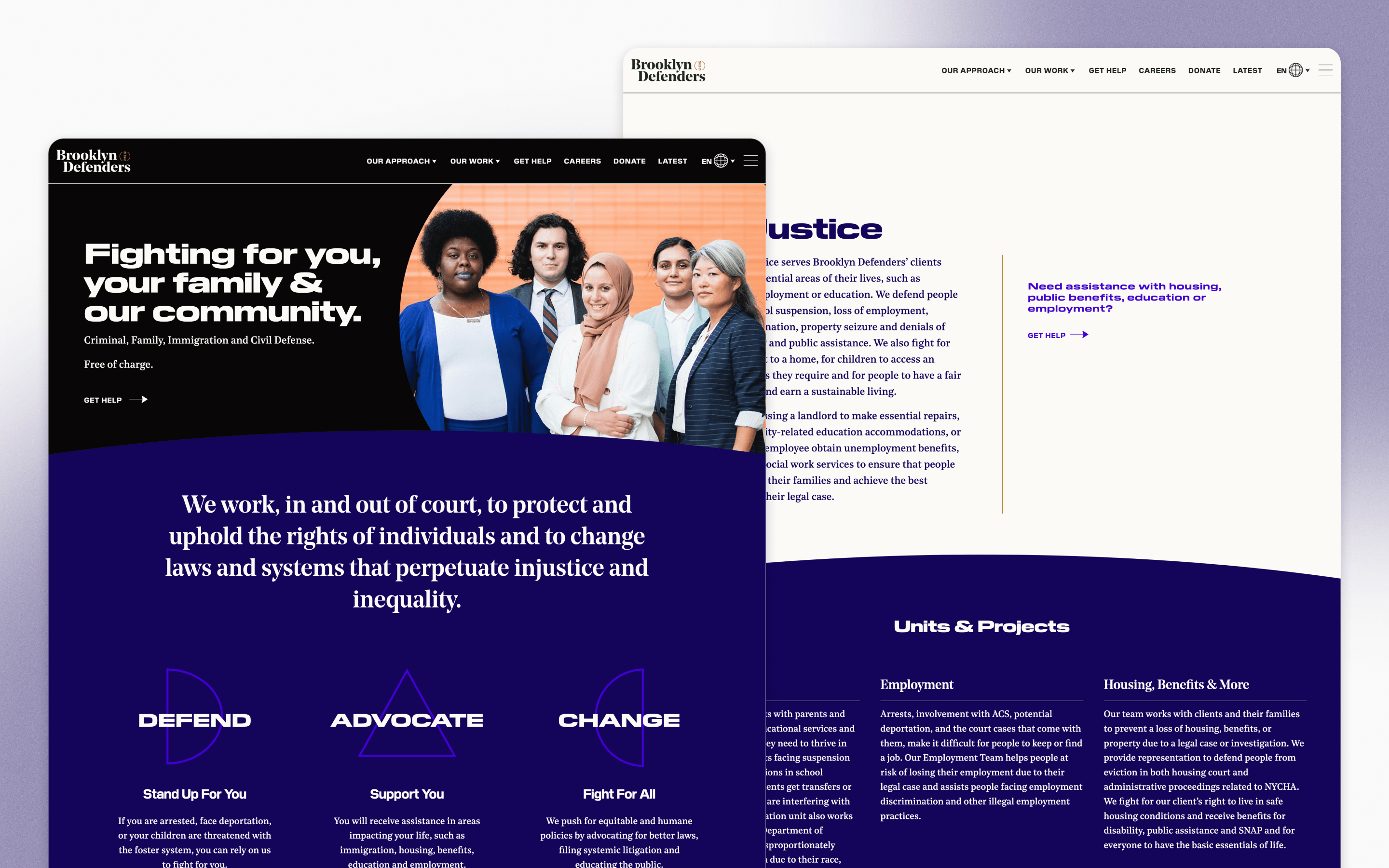 Brooklyn Defenders Nonprofit Website Design by Hyperakt