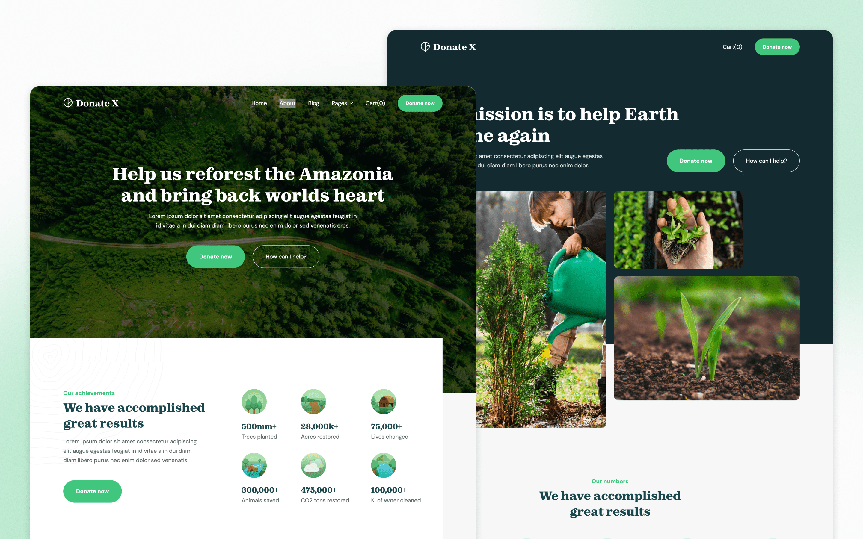 Donate X Environmental Nonprofit Website Template by BRIX Agency