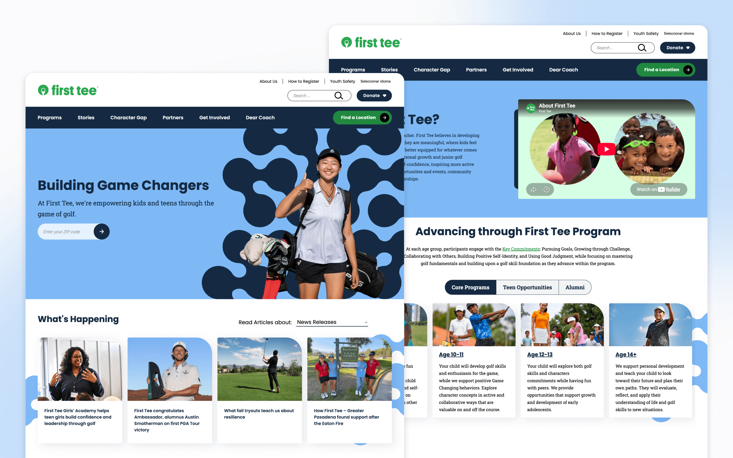 First Tee Nonprofit Website Design by Kanopi Studios