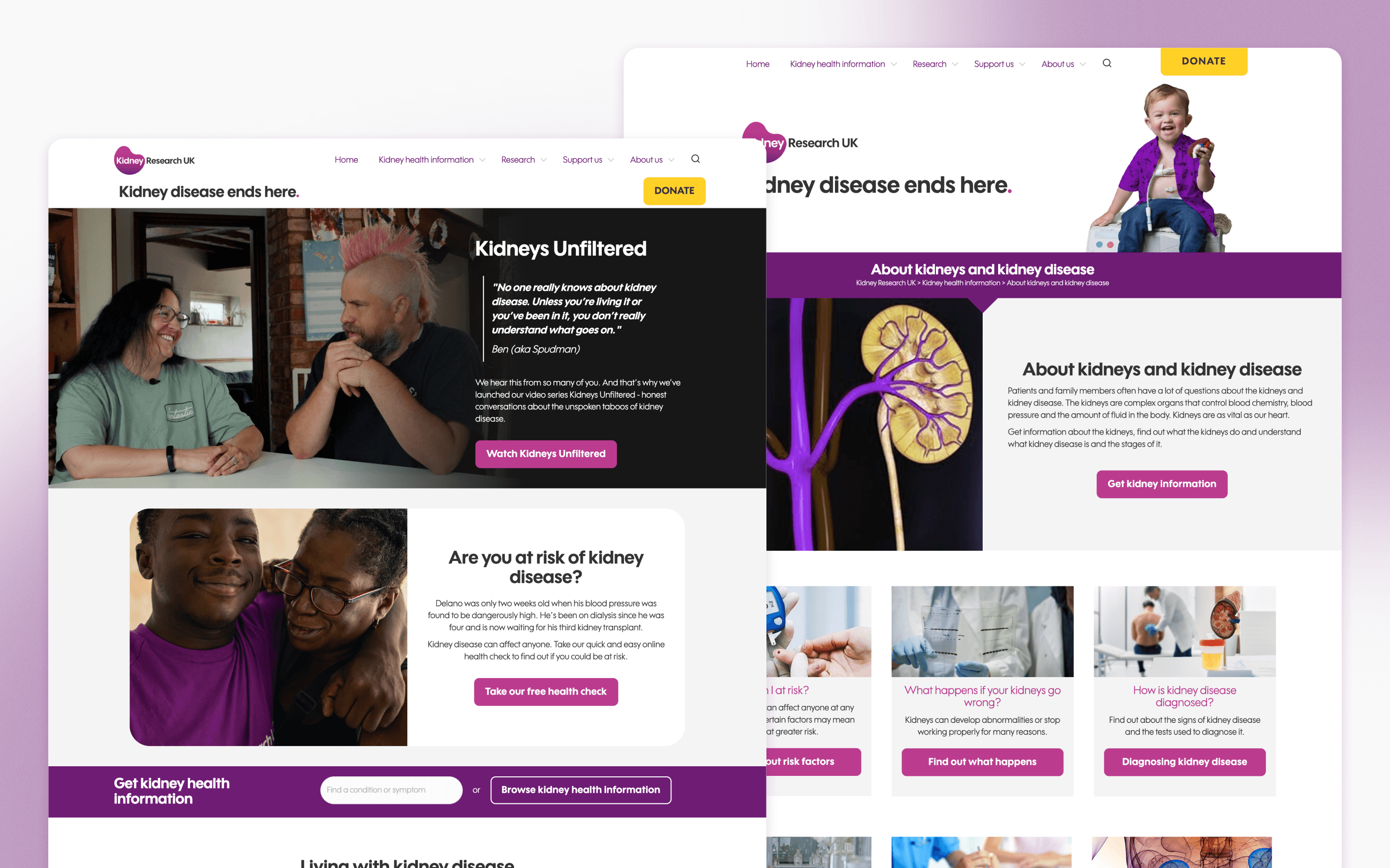 Kidney Research UK Nonprofit Website Design by BoldLight
