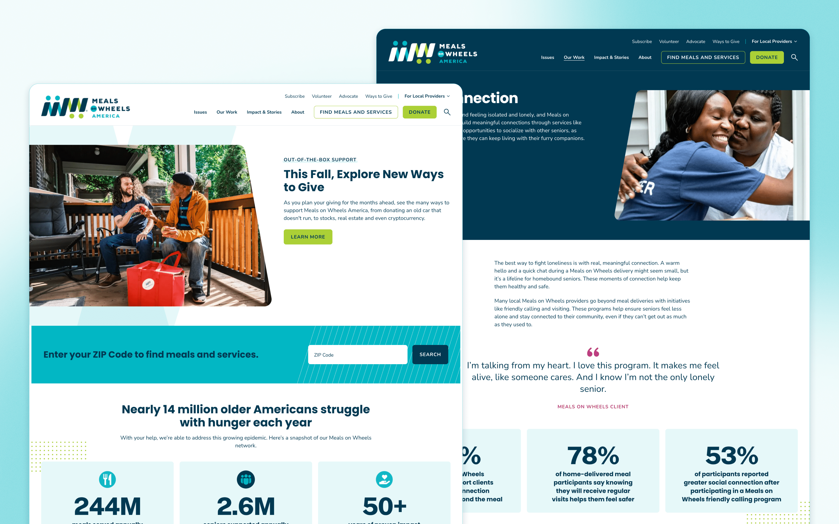 Meals on Wheels America Nonprofit Website Design by Teal Media