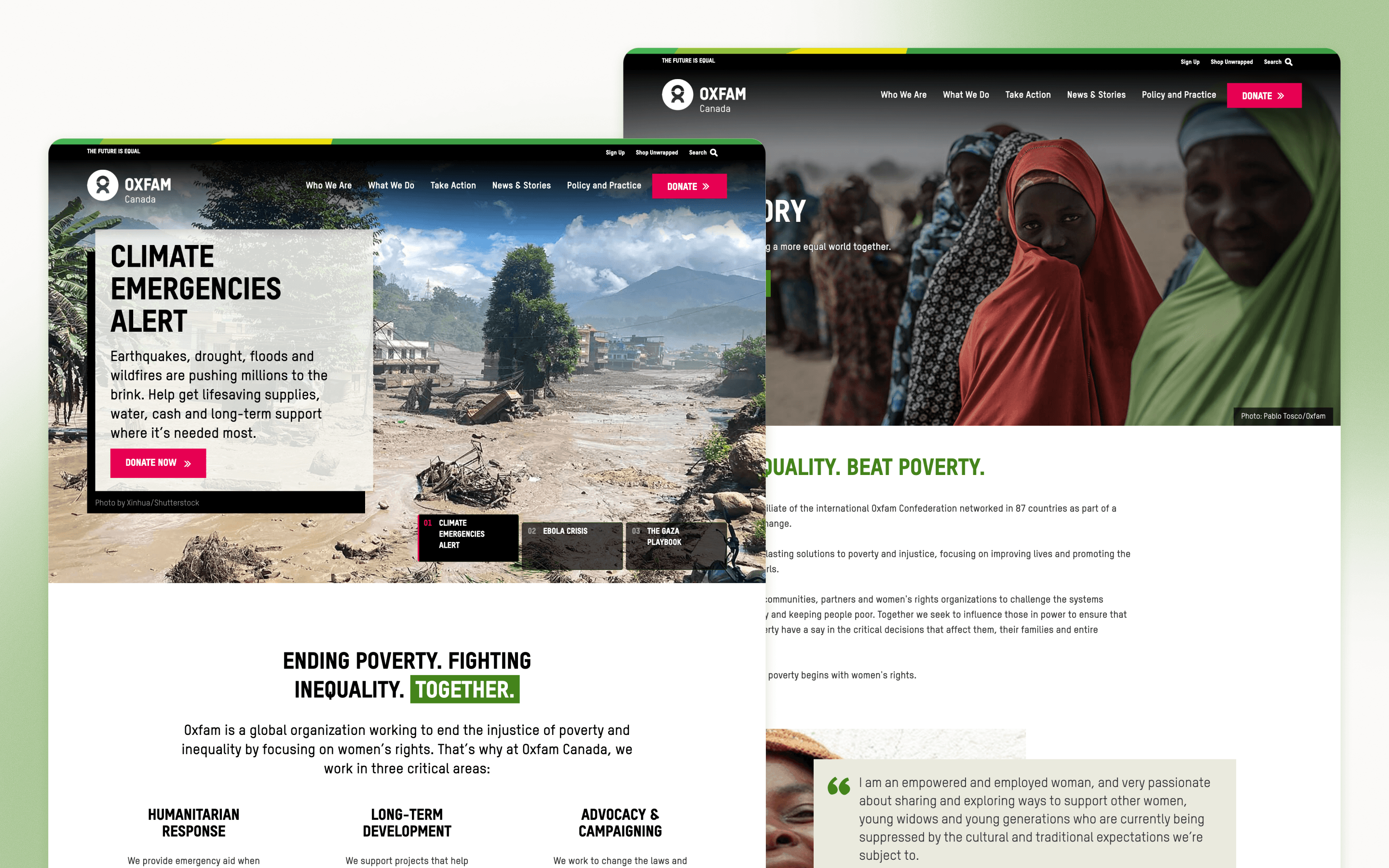 Oxfam Canada Nonprofit Website Design by Loop: Design for Social Good