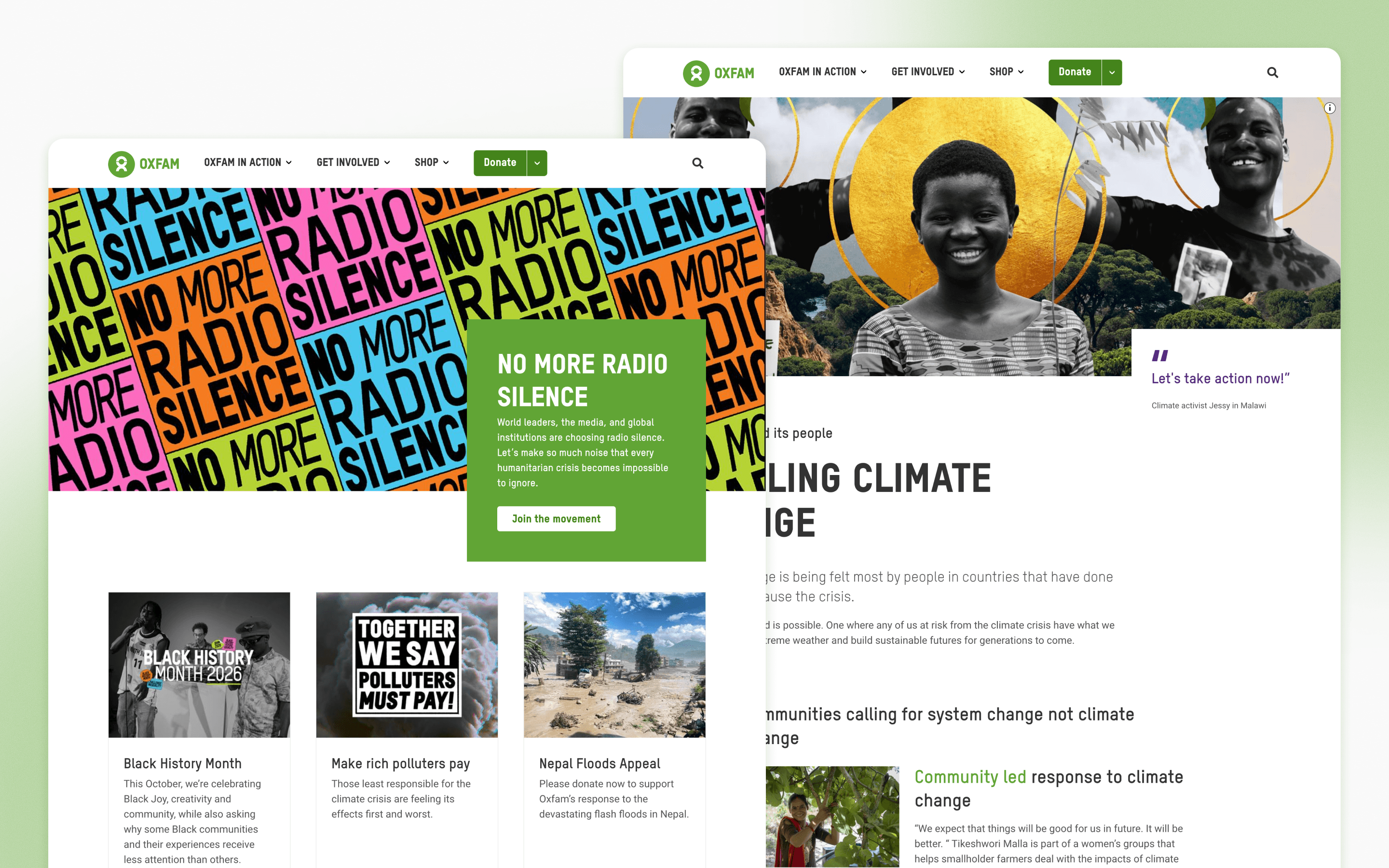 Oxfam GB Nonprofit Website Design by Torchbox