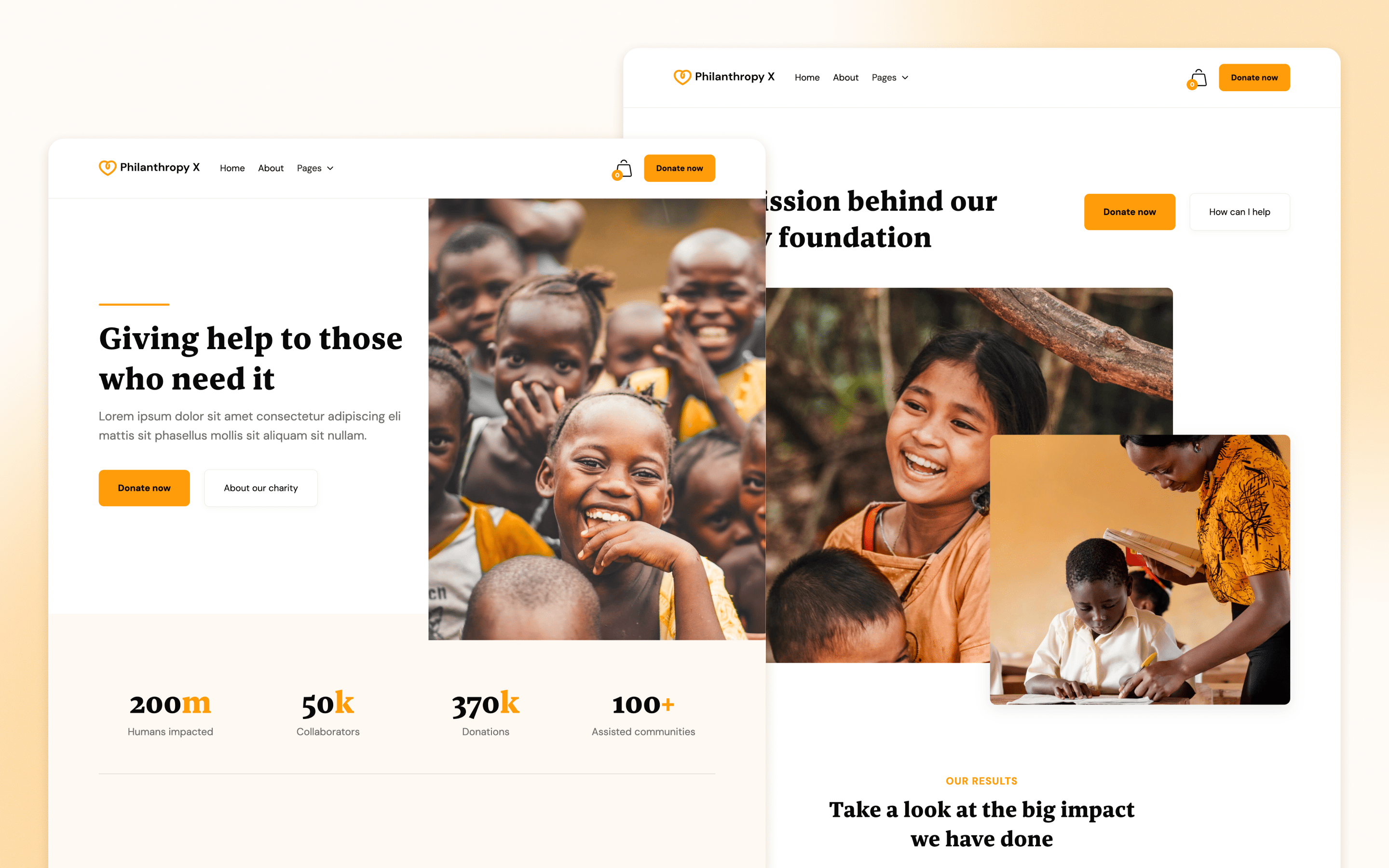 Philanthropy X Nonprofit Website Template by BRIX Agency