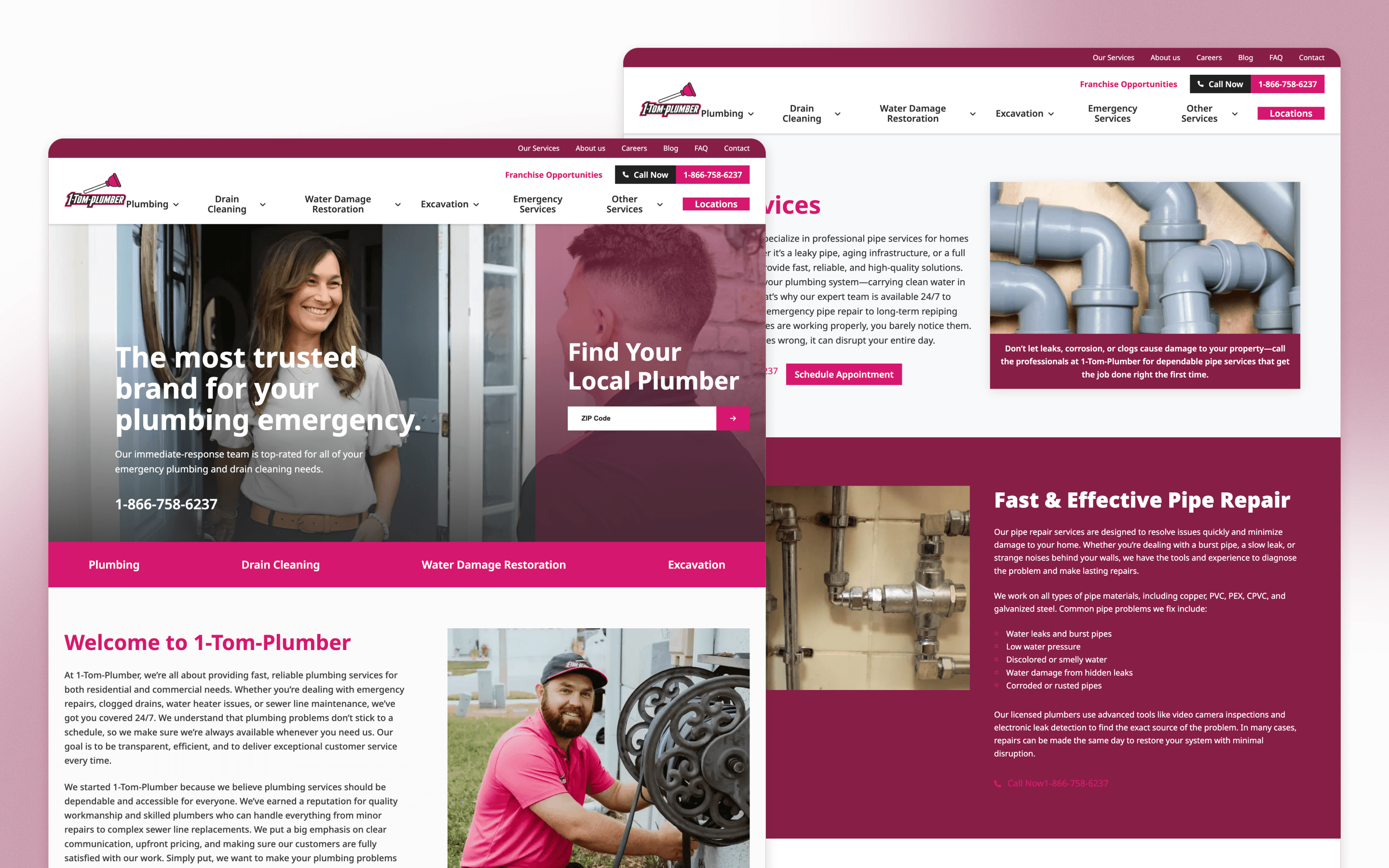 1-Tom-Plumber Plumbing Website Design by Bright Pink Agency